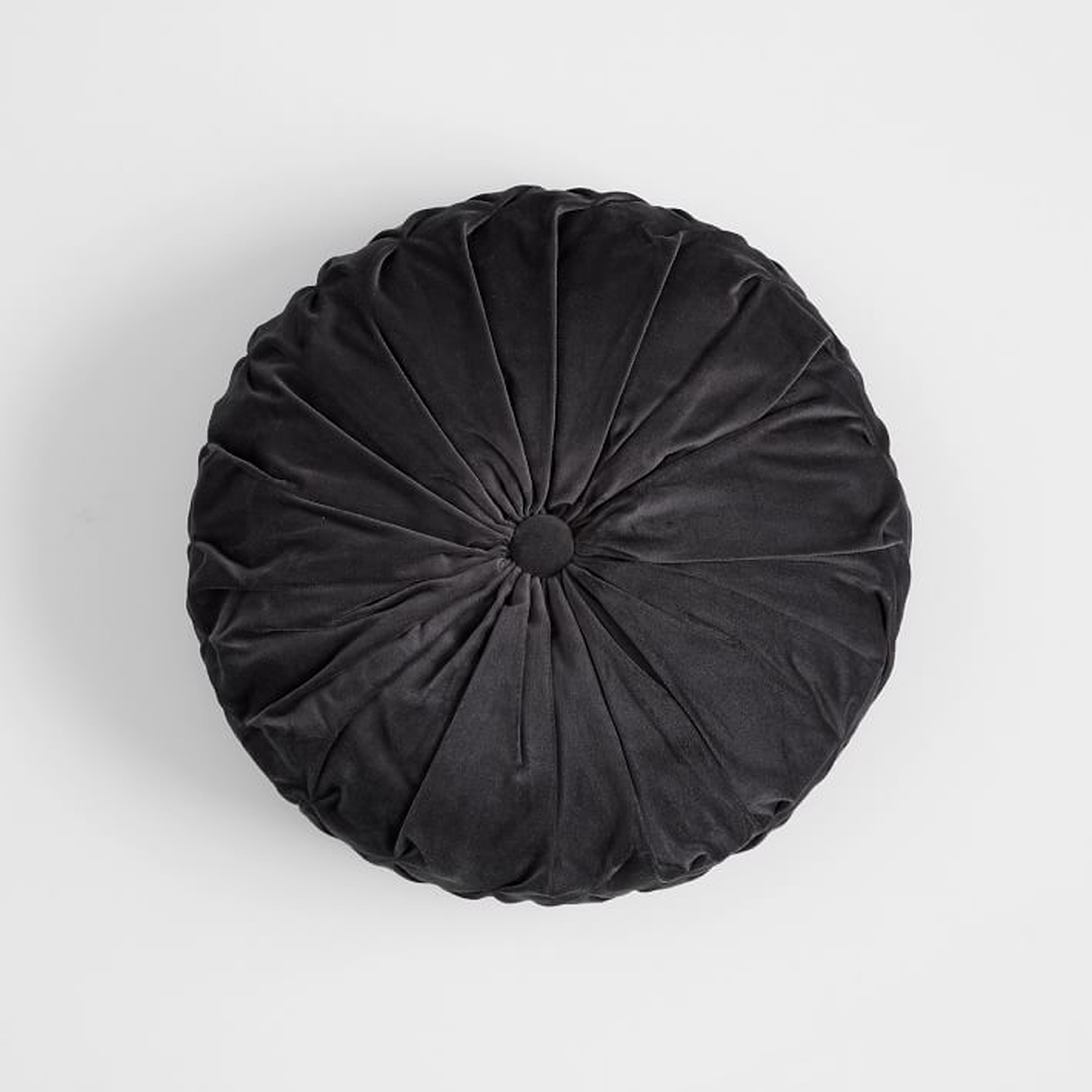 Velvet Pleated Round Pillow, 14" round, Vintage Ebony - Pottery Barn Teen