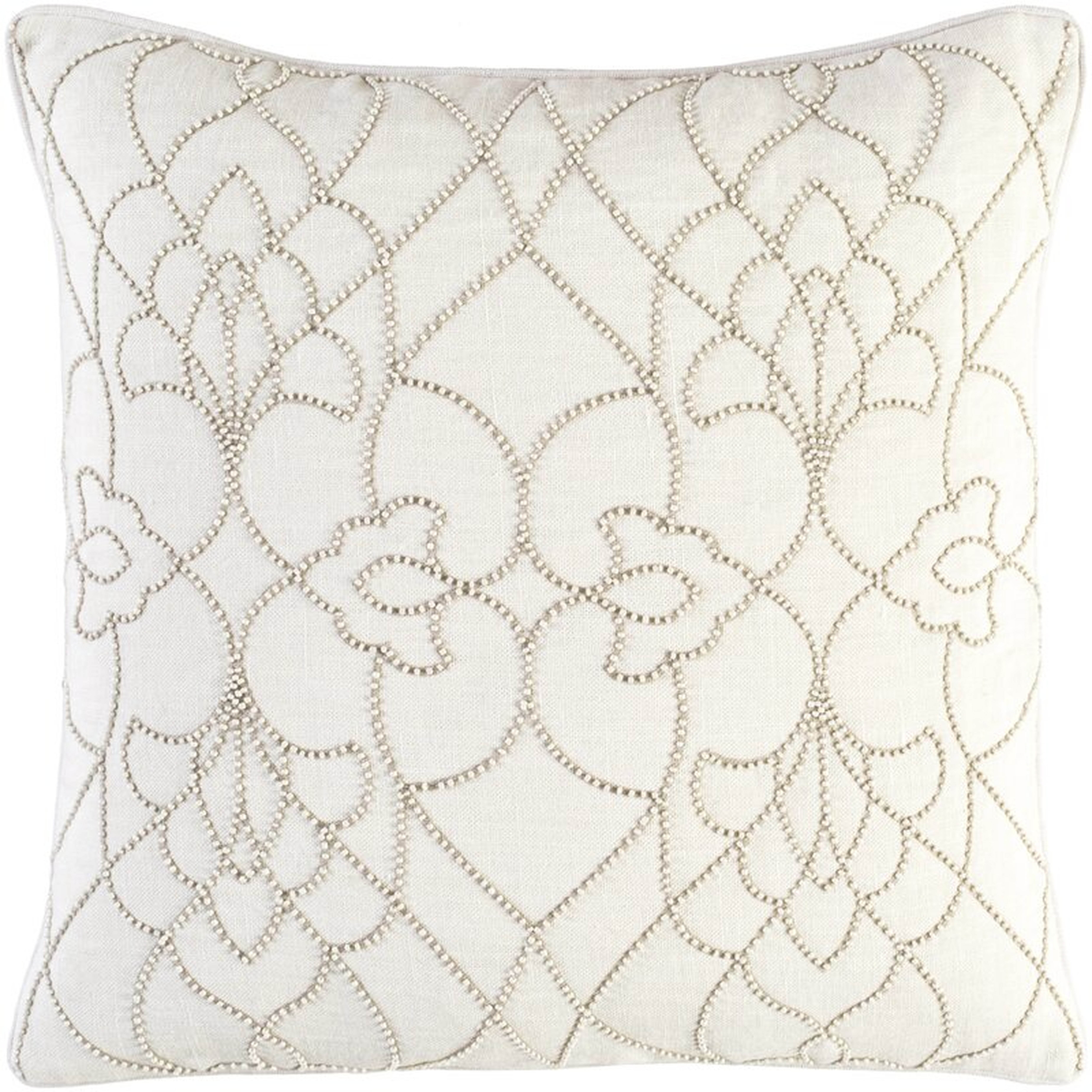 Dotted Pirouette Linen Floral Throw Pillow in Cream - 18" - Perigold