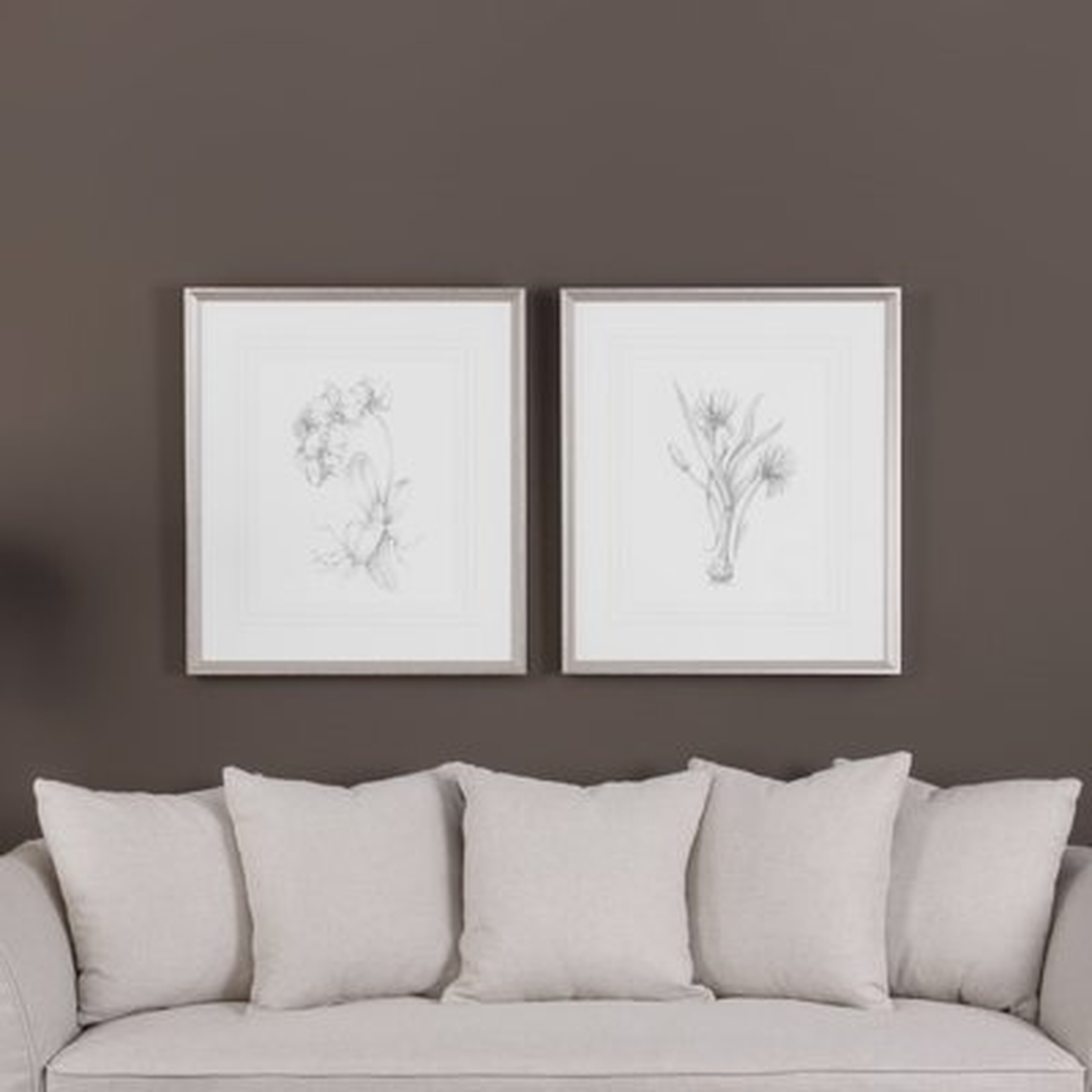 'Botanical Sketches' 2 Piece Framed Painting Print Set - Wayfair
