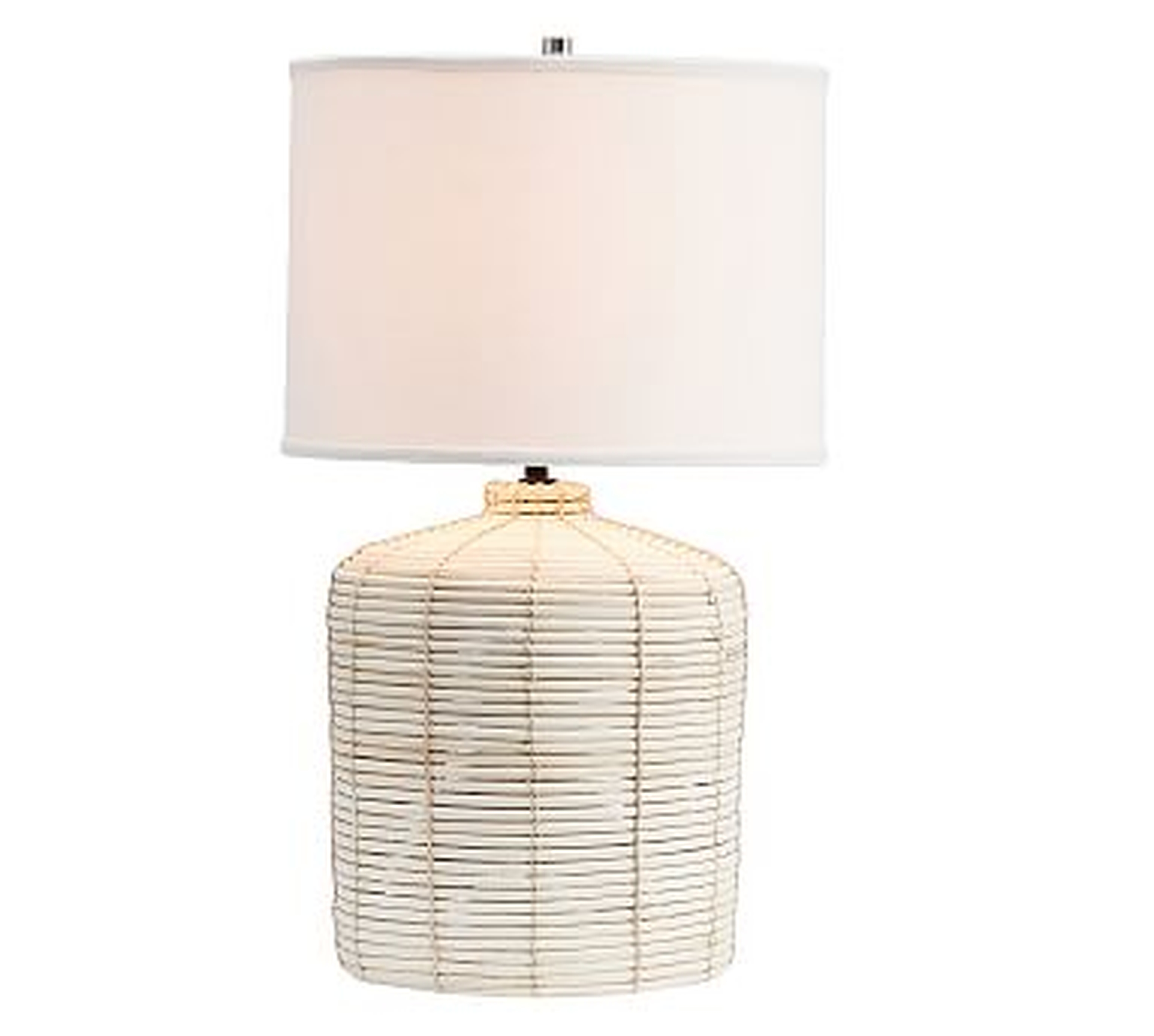 Cambria Seagrass Table Lamp with Small SS Gallery Shade, Small - Pottery Barn