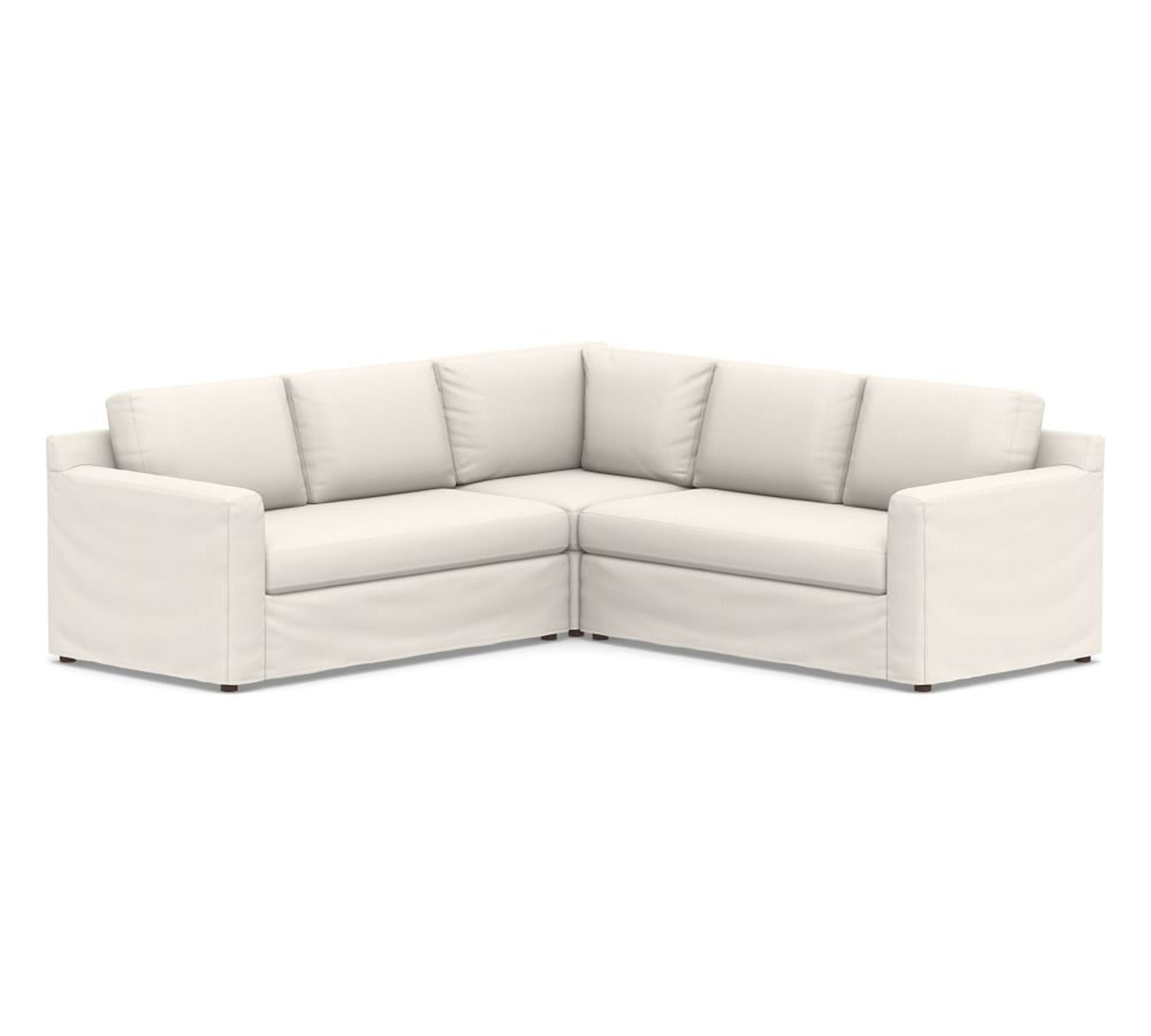 Shasta Square Arm Slipcovered 3-Piece L-Shaped Corner Sectional - Pottery Barn