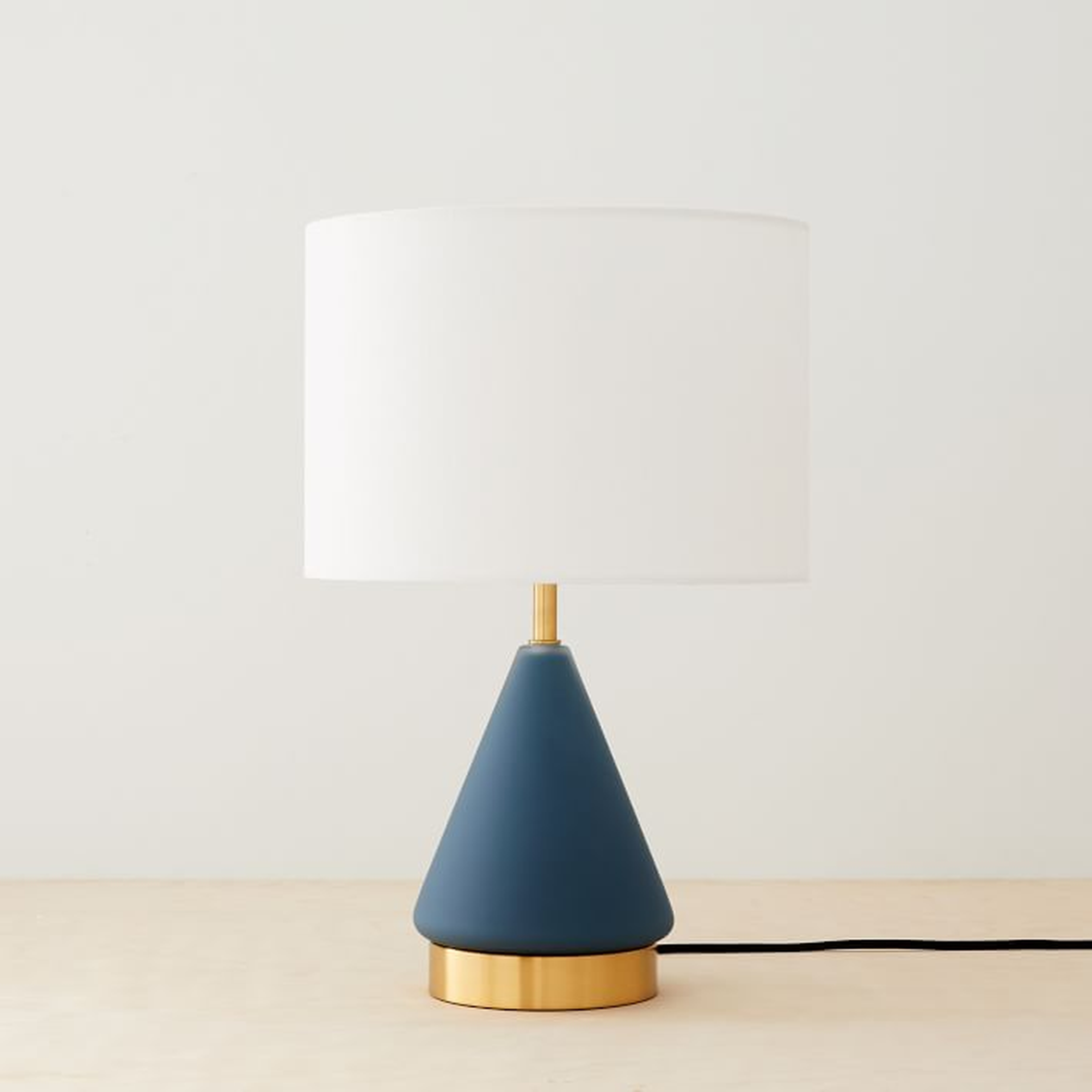 Metalized Glass Table Lamp + USB, Small, Petrol Blue, Antique Brass, Set of 2 - West Elm