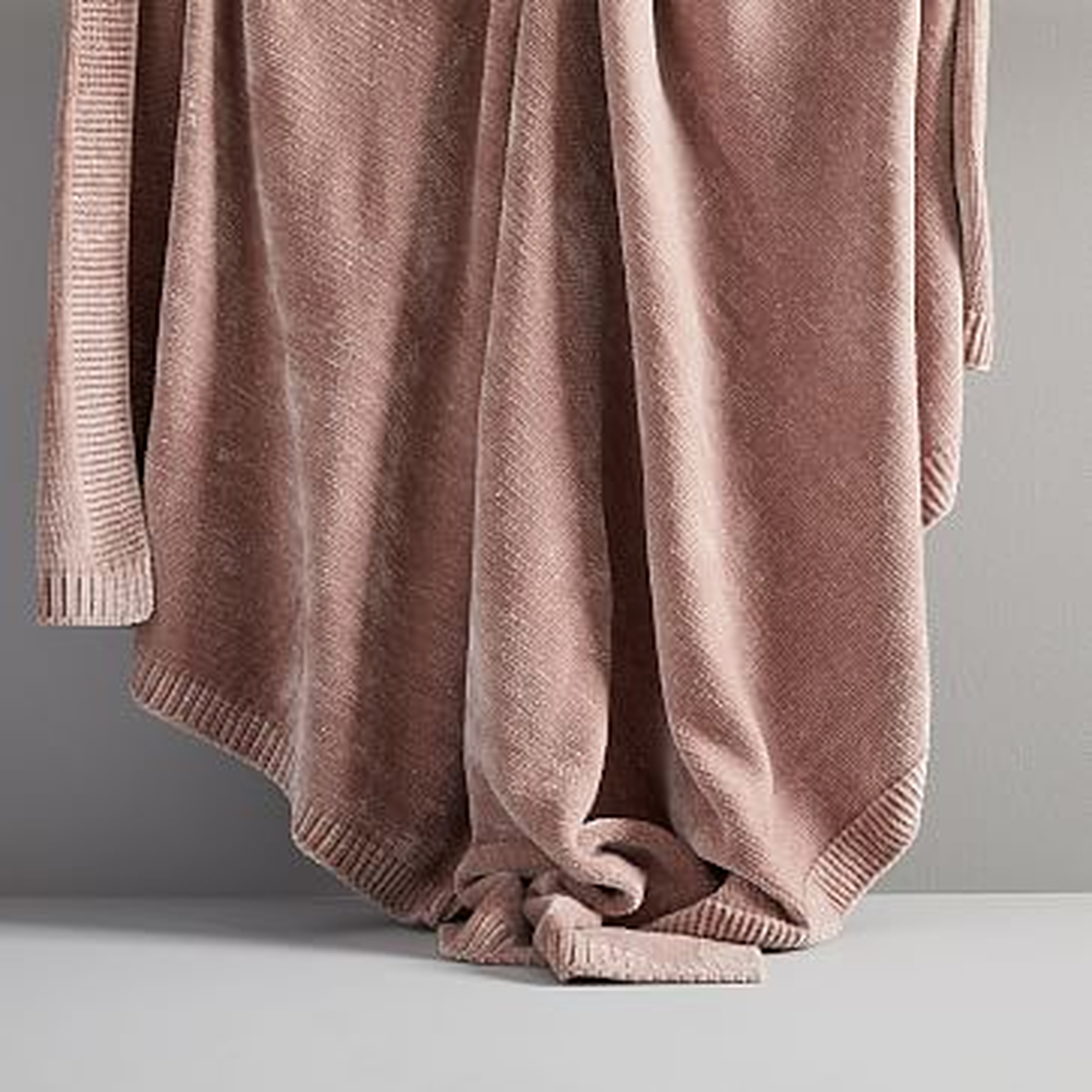 Luxe Chenille Throw, Dusty Blush - West Elm