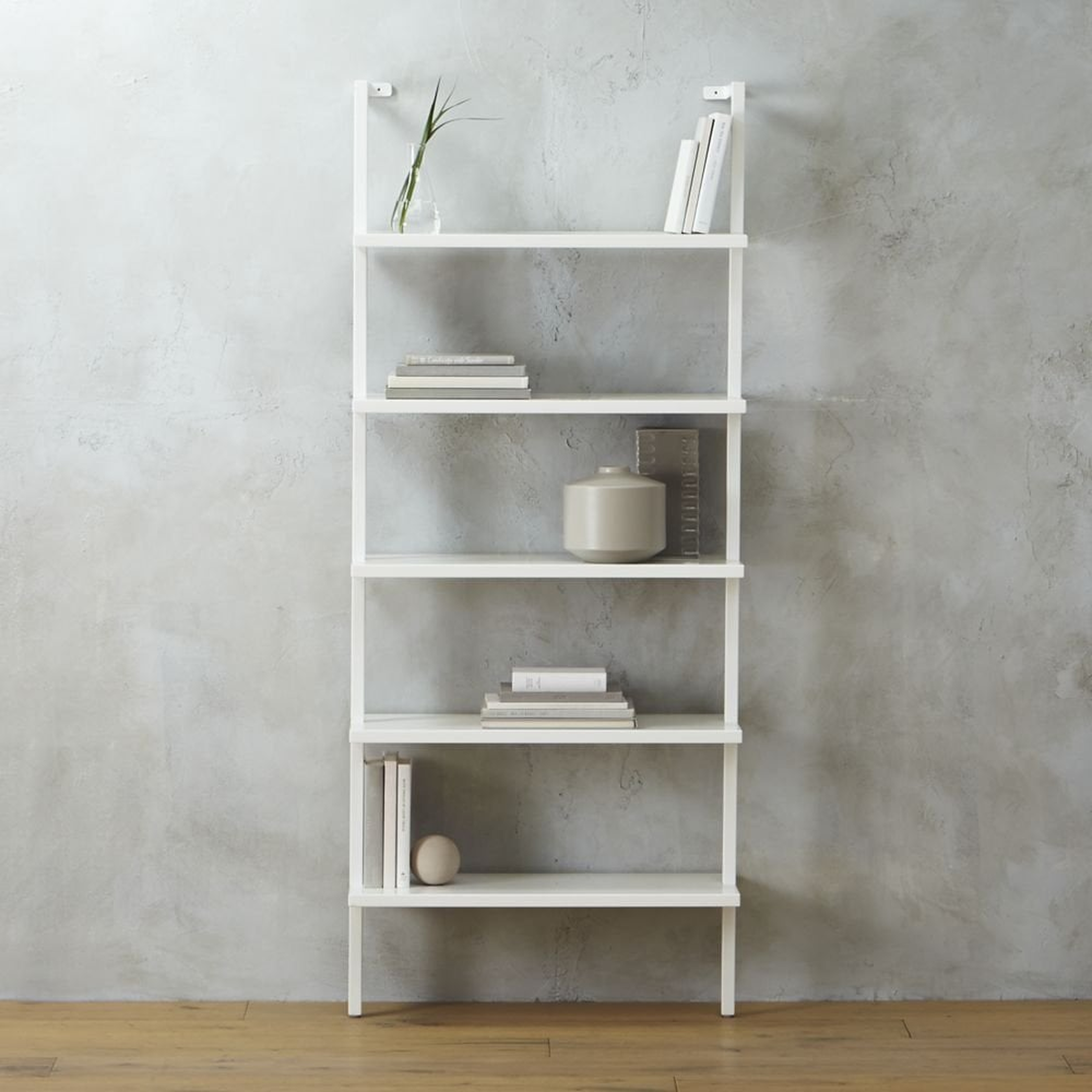 Stairway white 72.5" wall mounted bookcase - CB2