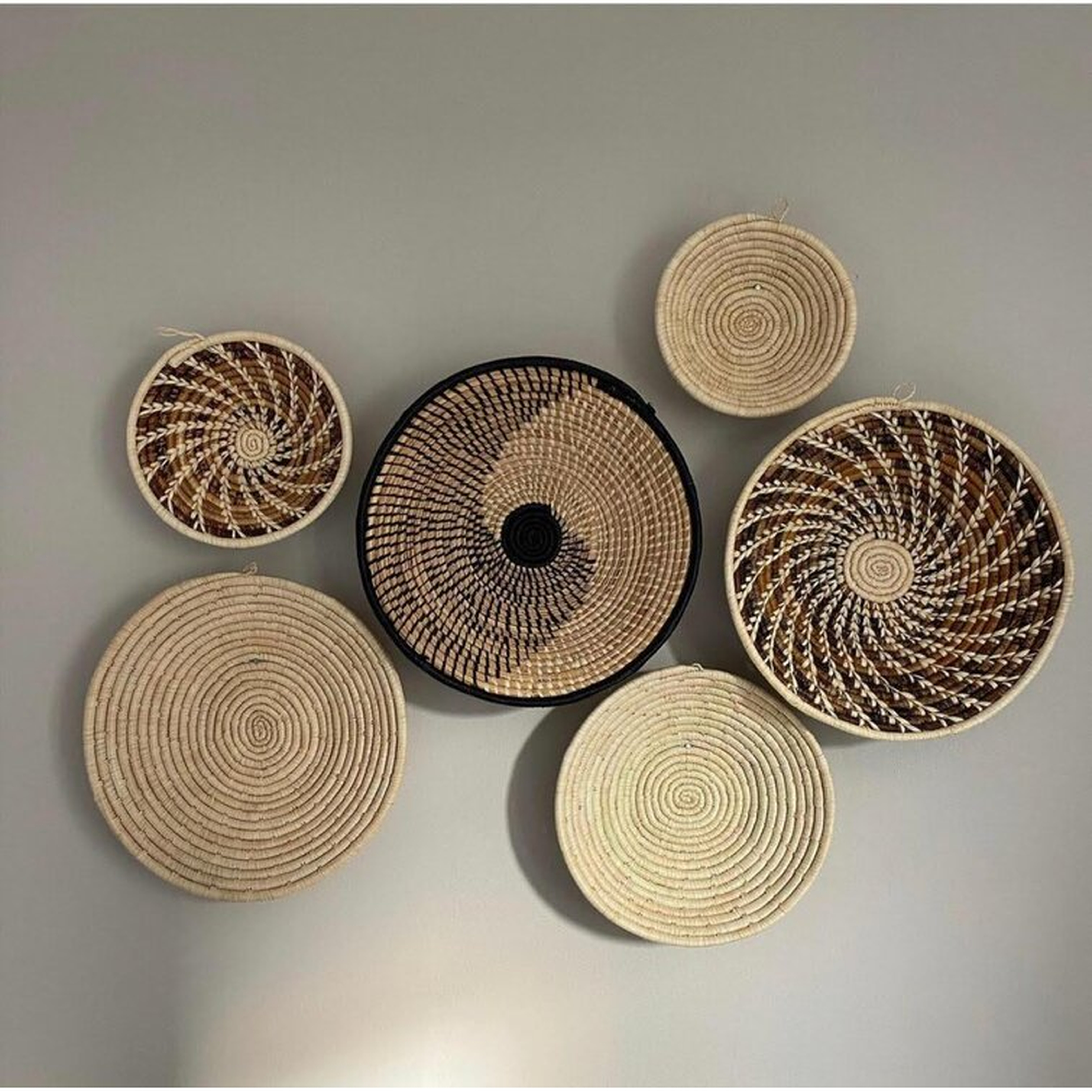 Assorted Set Of 6 African Baskets 7.5”-12” Wall Baskets Set, Wall Hanging Decor, African Wall Basket, Boho Wall Art (Set of 6) - Wayfair