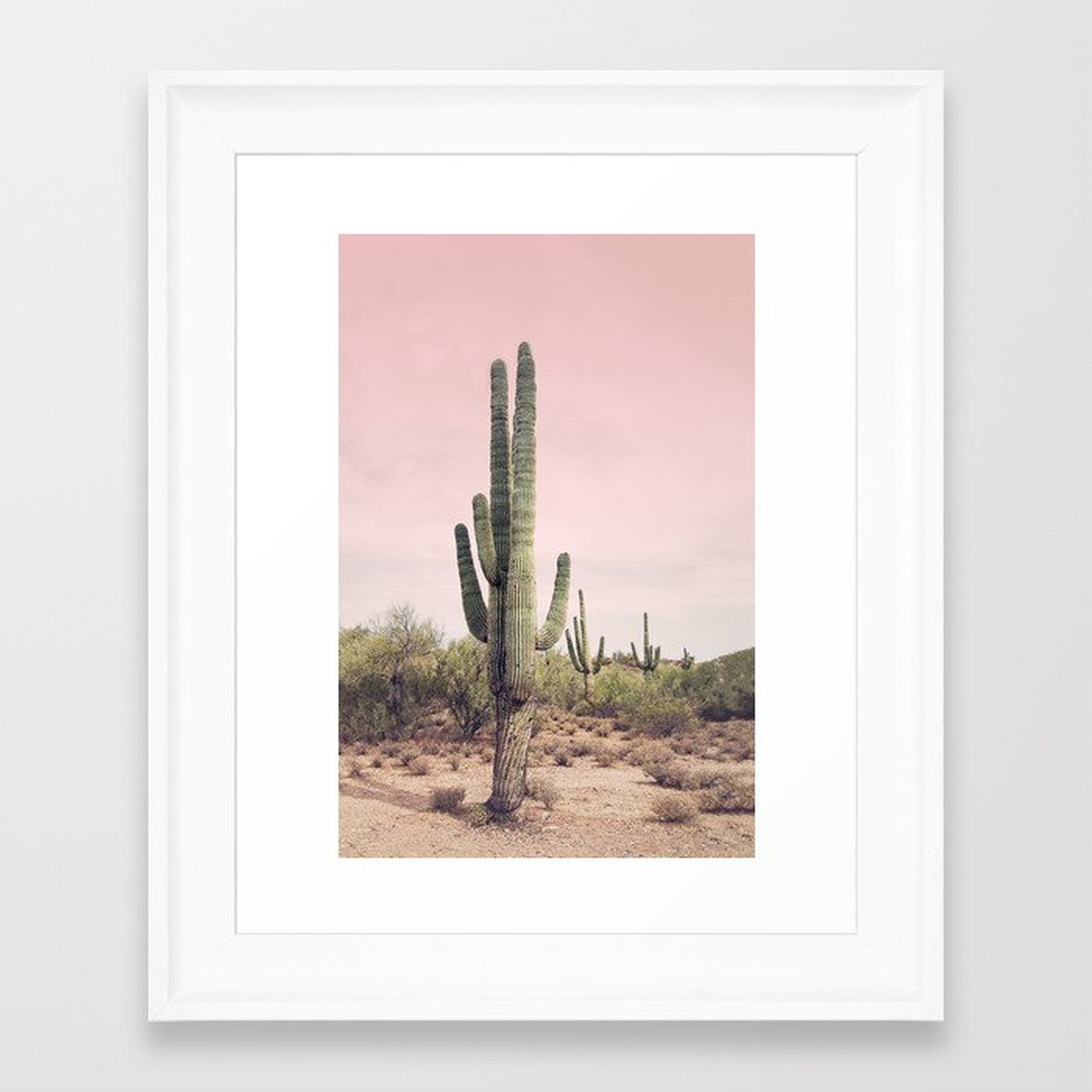 Blush Sky Cactus  Framed - Scoop White 10 x 12 - Society6