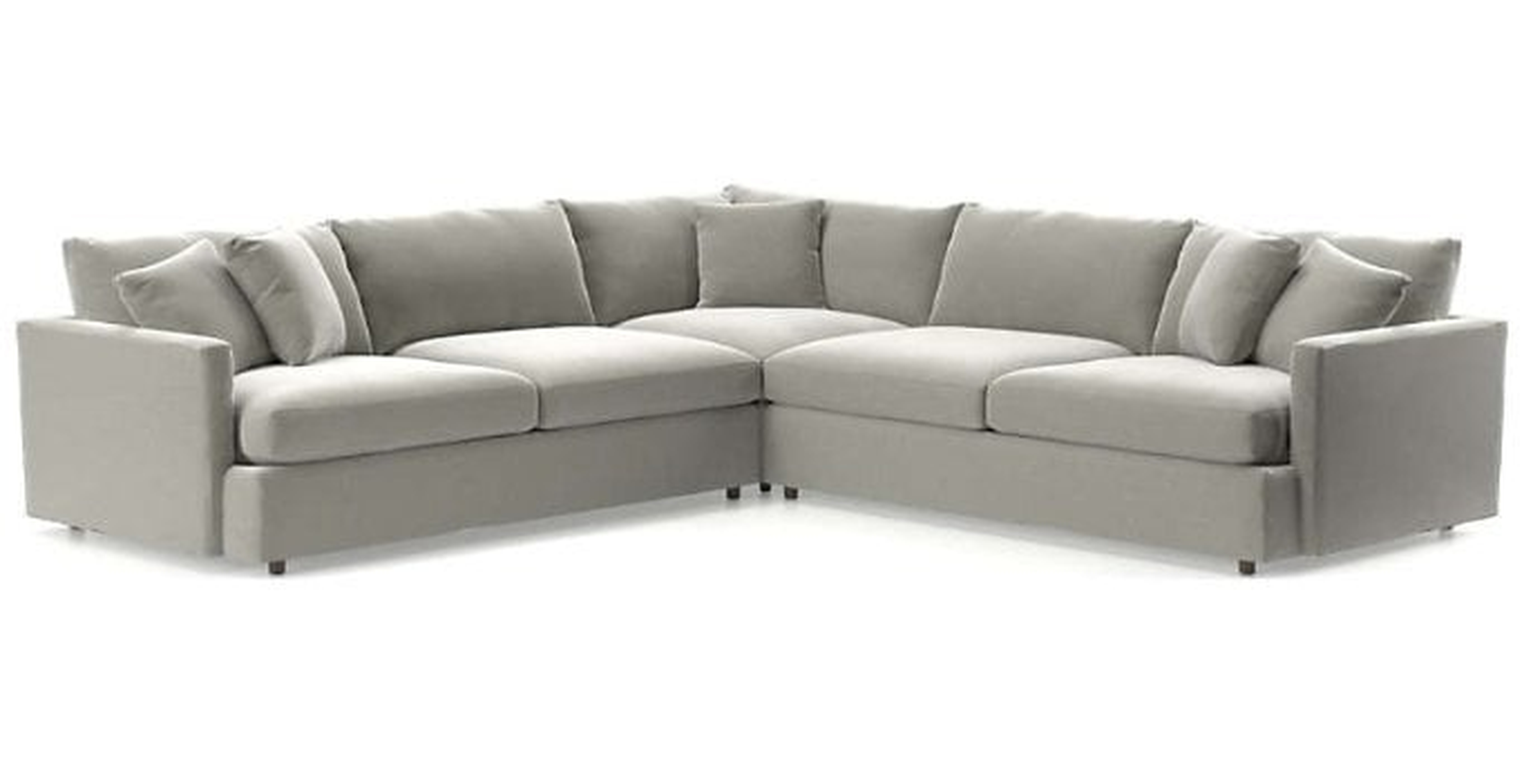 Lounge II 3-Piece Sectional Sofa - View, Grey - Crate and Barrel