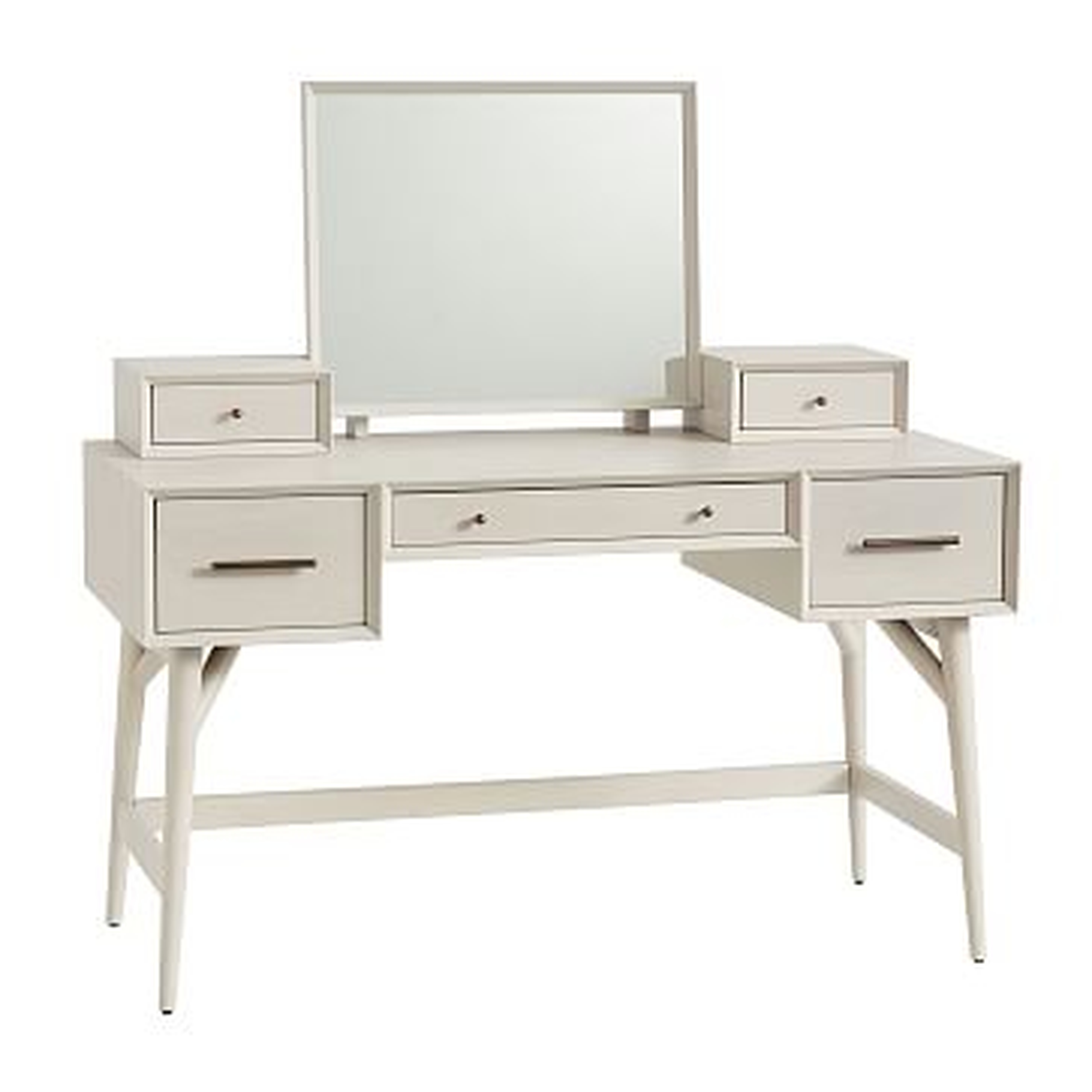 Mid-Century Standard Desk Vanity, Pebble - West Elm