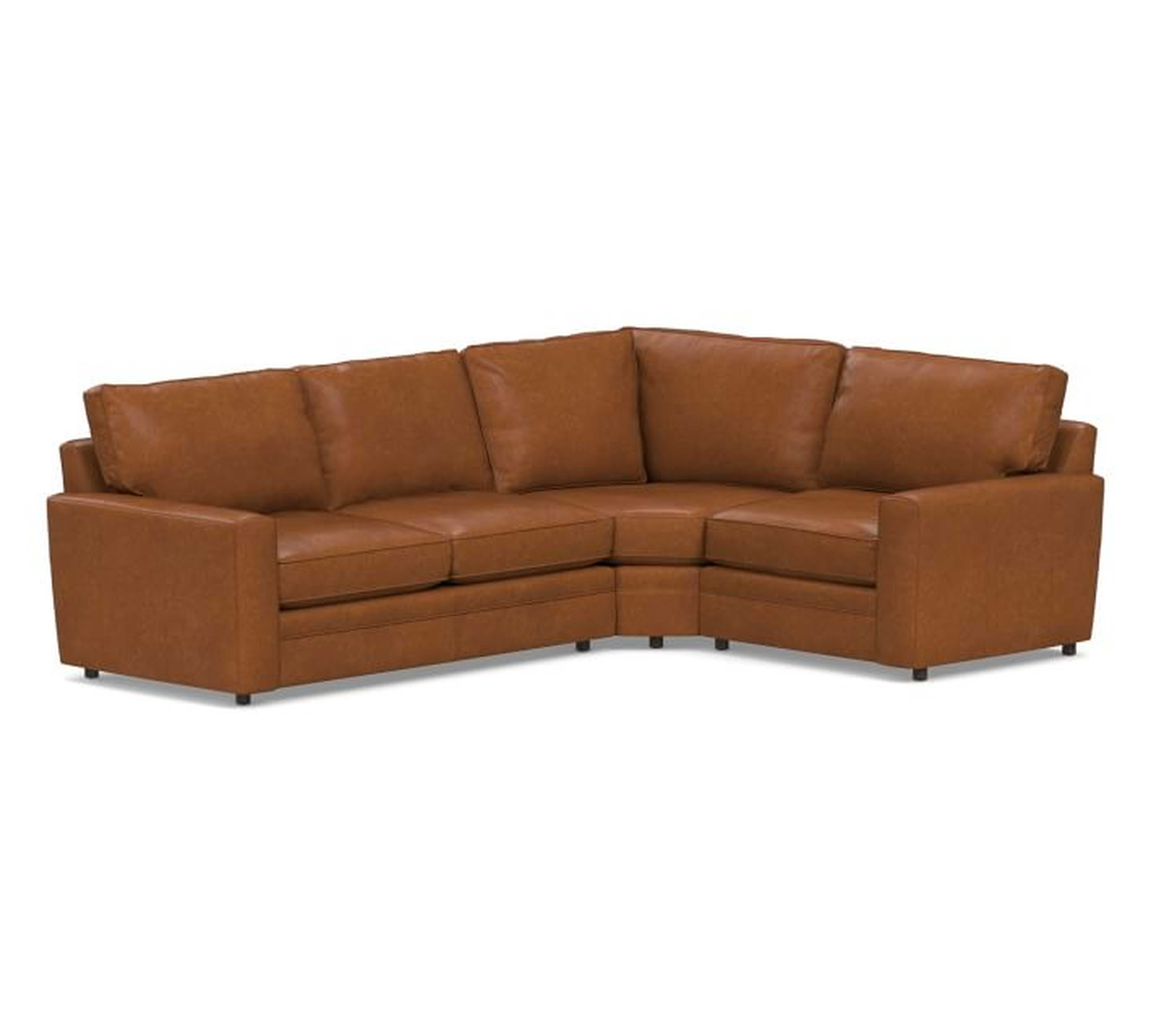 Pearce Square Arm Leather 3-Piece Sectional with Wedge - Pottery Barn