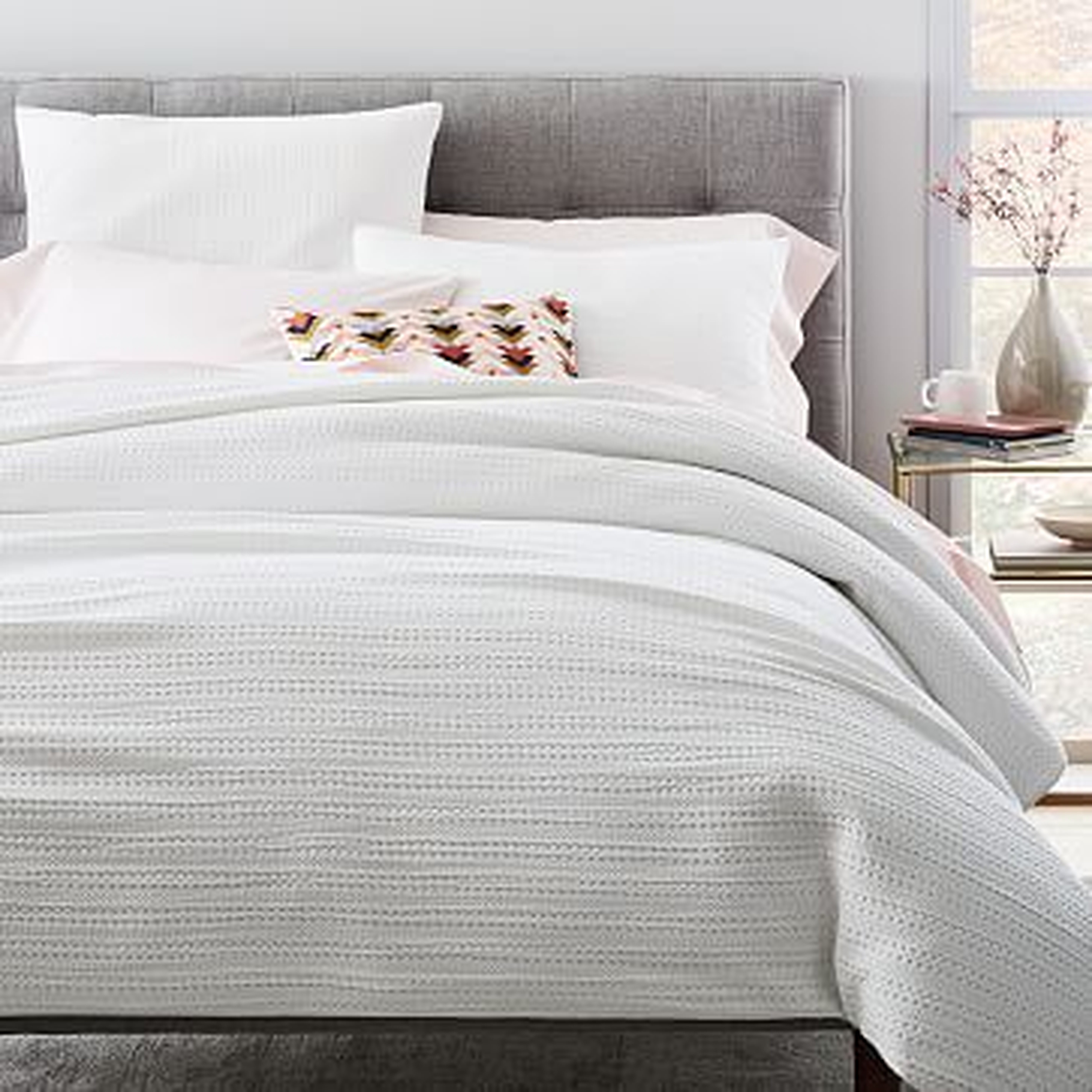 Organic Textured Waffle Duvet Cover, King/ Cal. King, White - West Elm