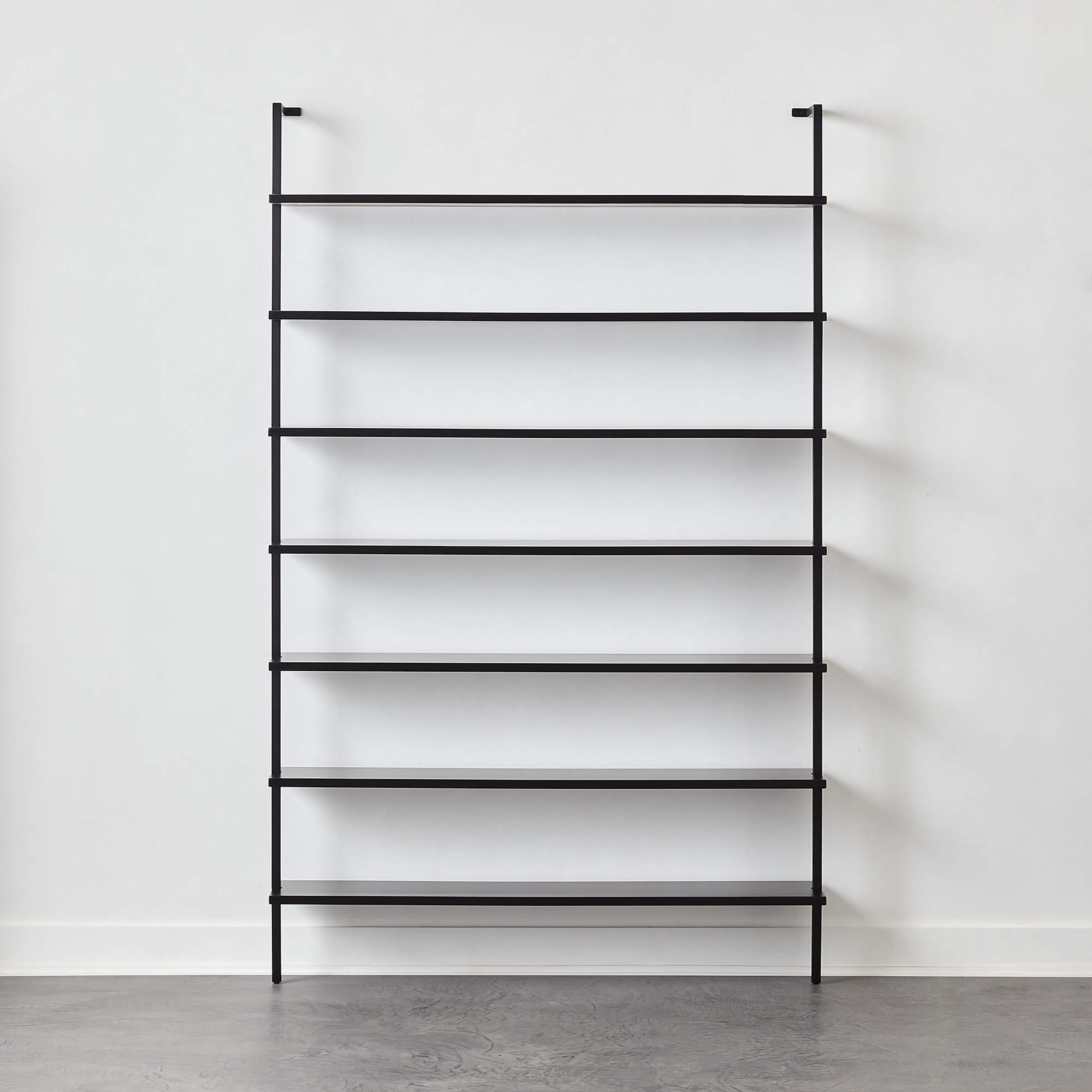 Stairway Wide Black Metal Wall Mount Bookshelf 96'' - CB2