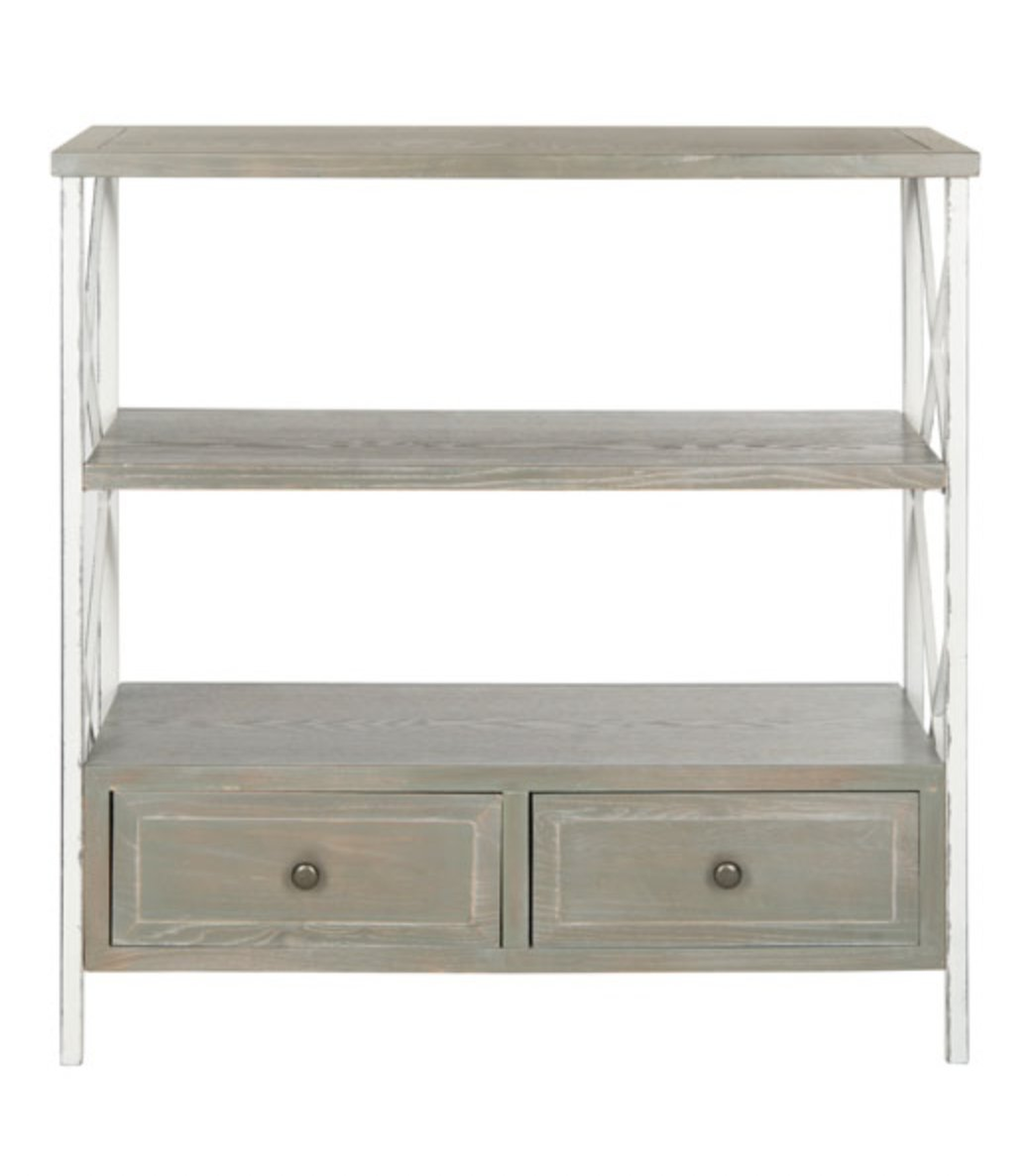 Chandra Console With Storage Drawers - French Grey/White Smoke - Arlo Home - Arlo Home