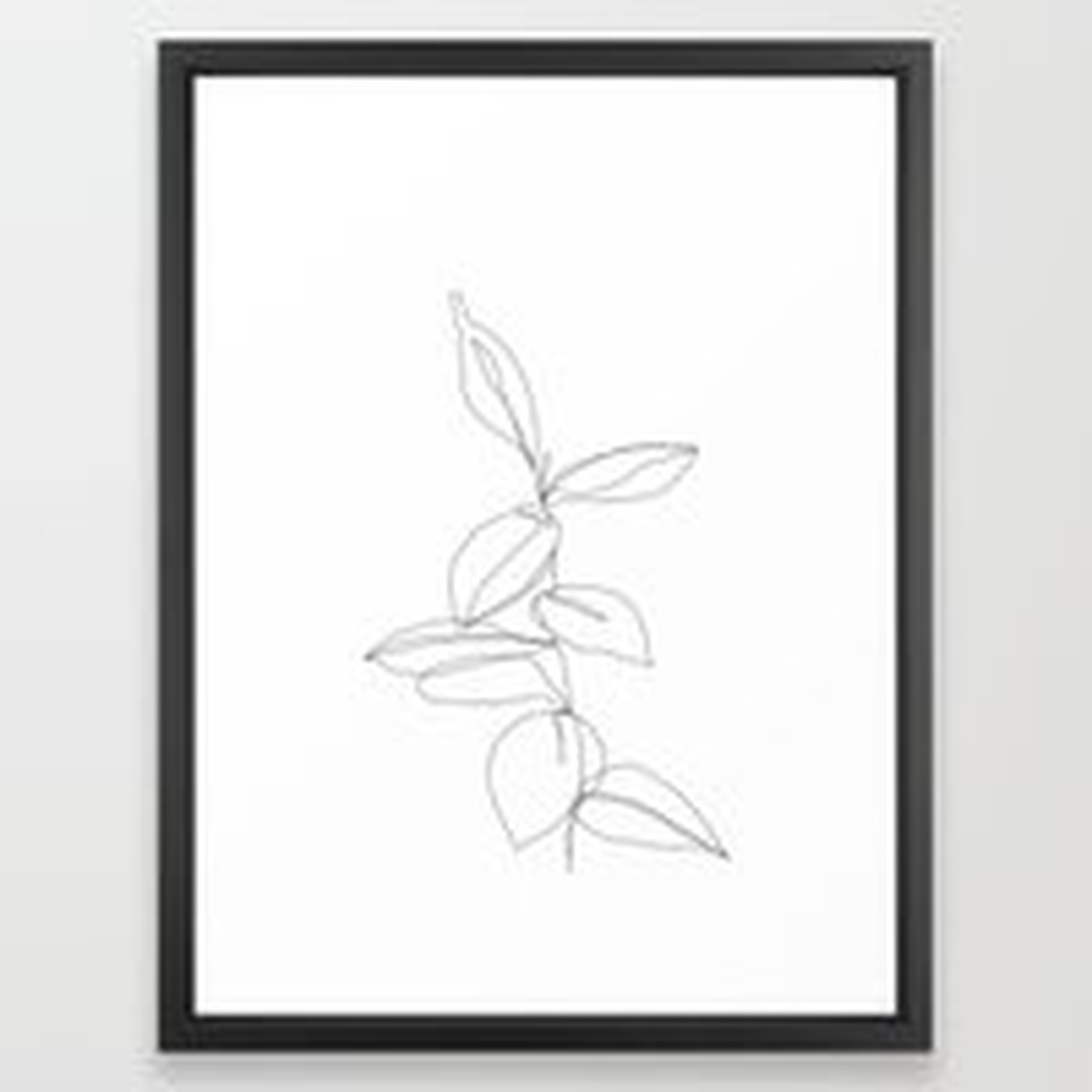 One line minimal plant leaves drawing - Berry Framed Art Print - Society6