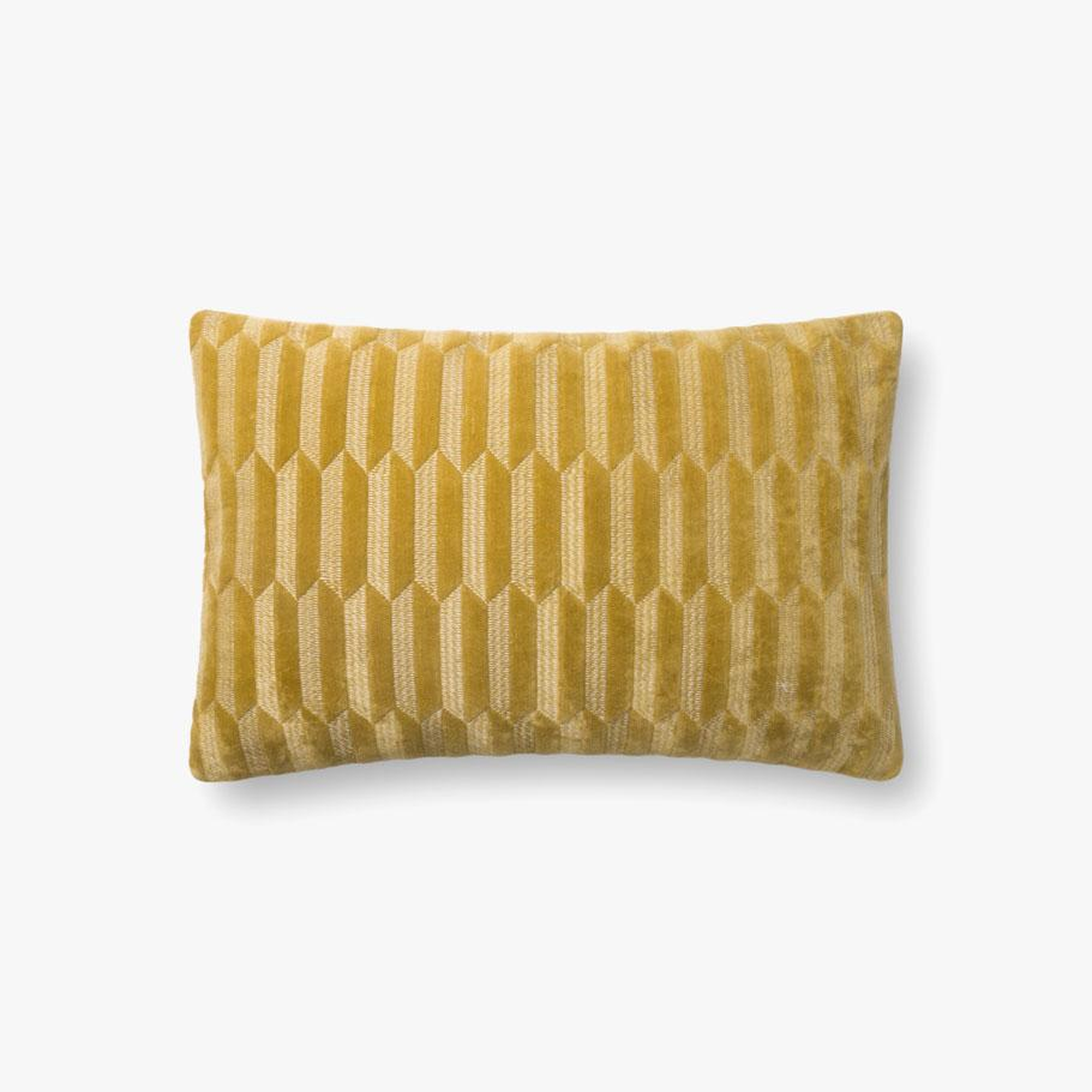Art Deco Lumbar Pillow, Poly Fill, Yellow, 21" x 13" - Loloi Rugs