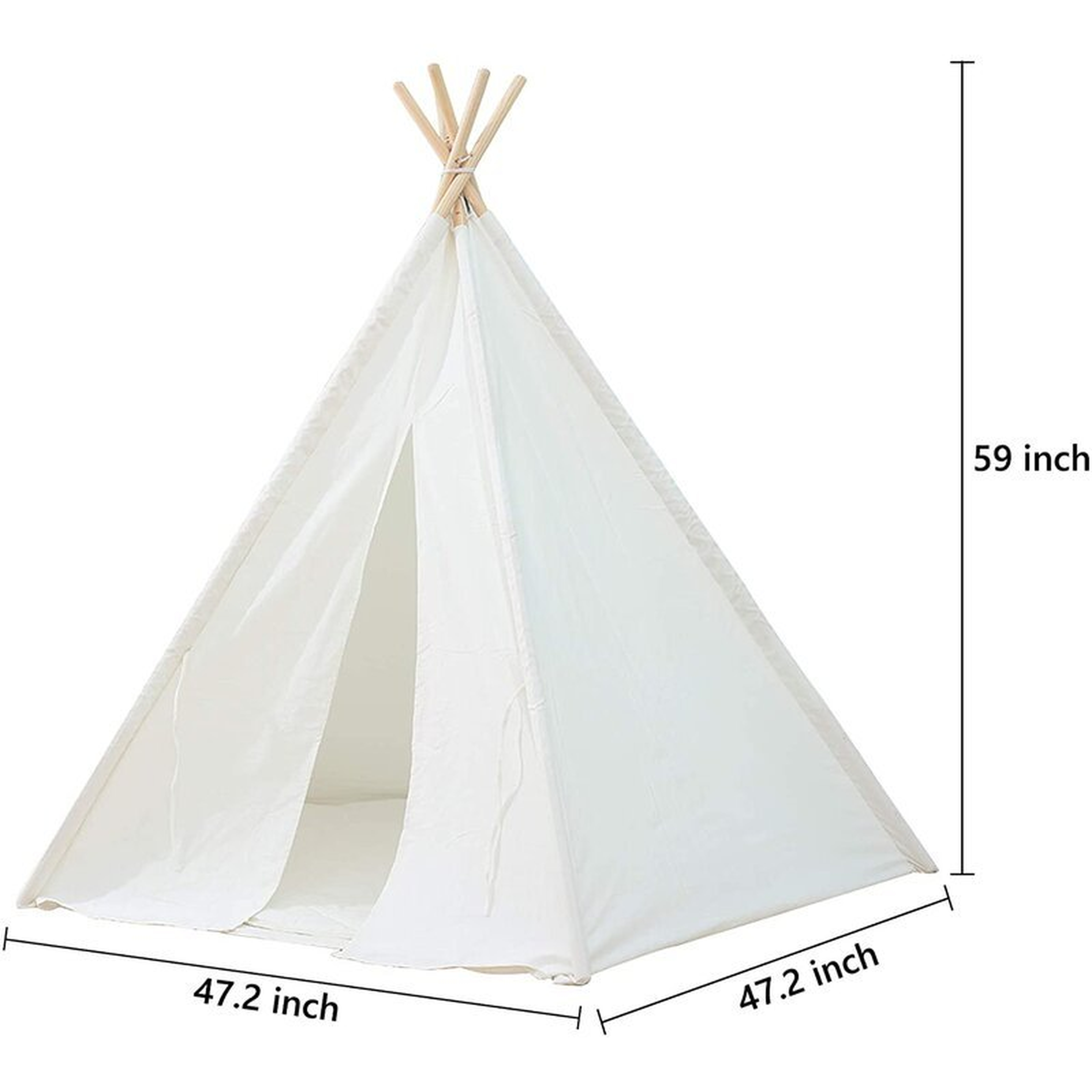 Kids Teepee Tent - Portable Kids Play Tent,Pure Cotton Children Foldable Tent With Mat,Kids Playhouse , Great For Girls/Boys Indoor & Outdoor Playing (No Windows),White - Wayfair