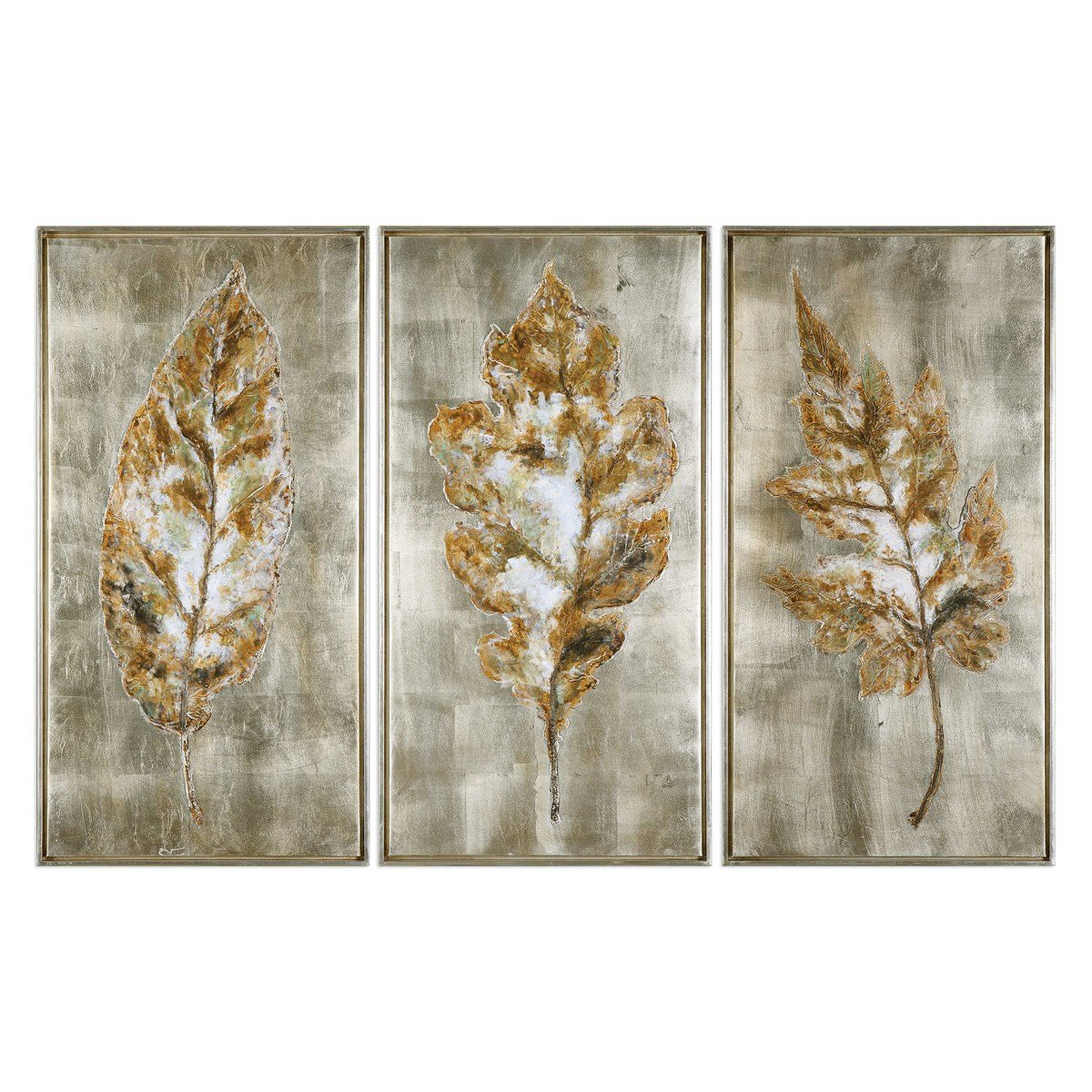 CHAMPAGNE LEAVES HAND PAINTED CANVASES, S/3 - Hudsonhill Foundry