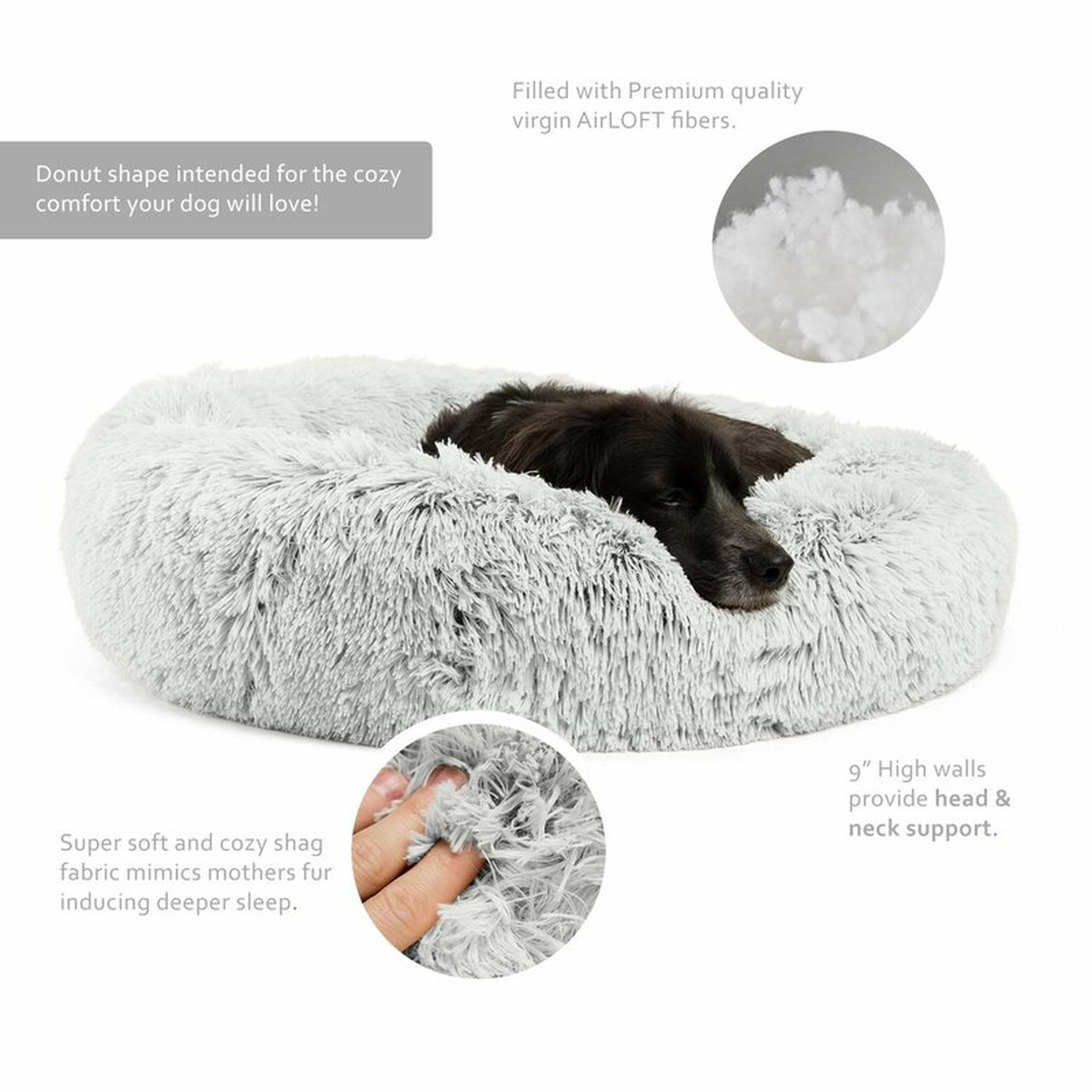 Shag Donut Round Dog Bed Luxury Plush Cuddler Pillow - Wayfair