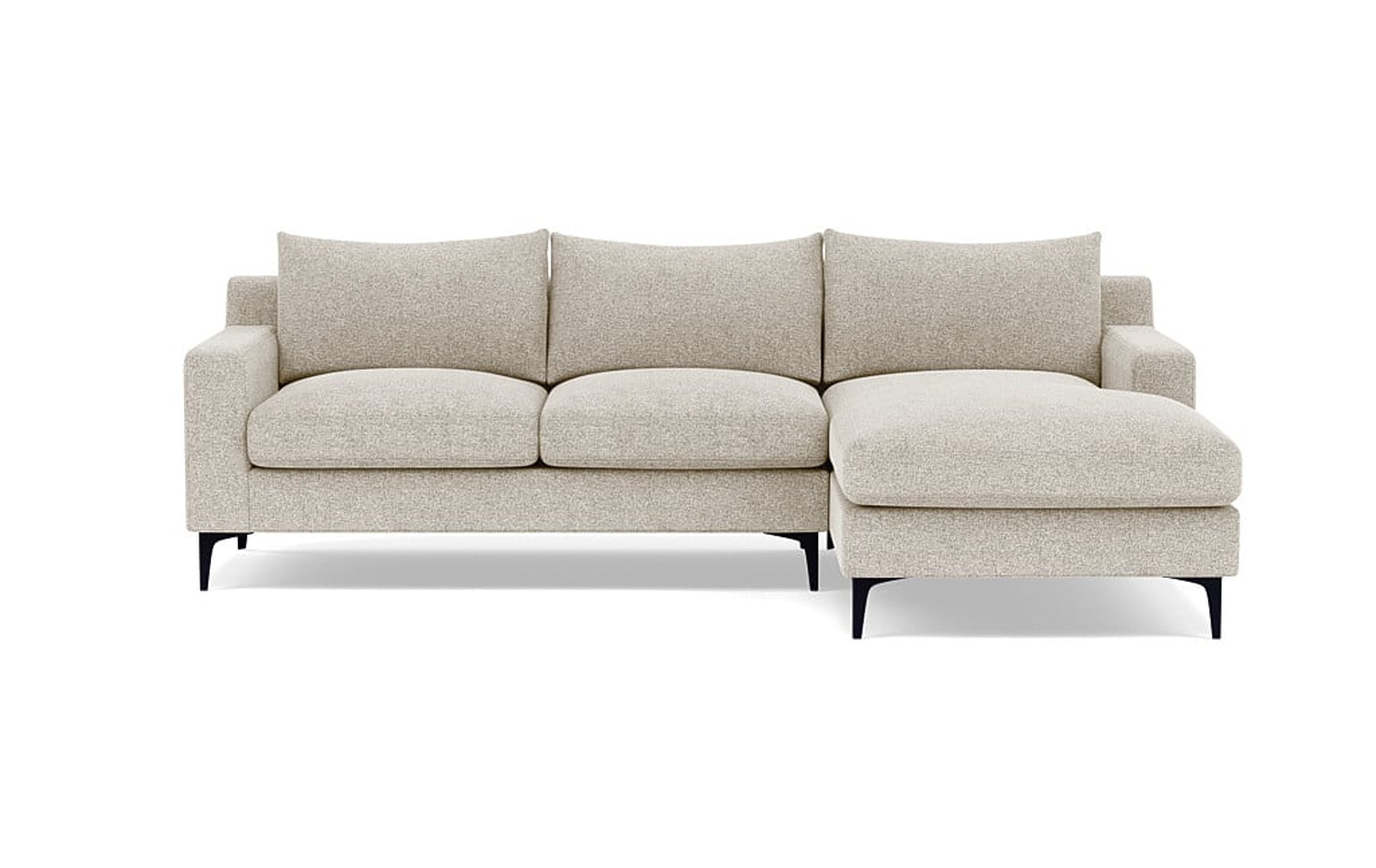 Sloan Chaise Sectional in Opal Fabric with matte black - Interior Define