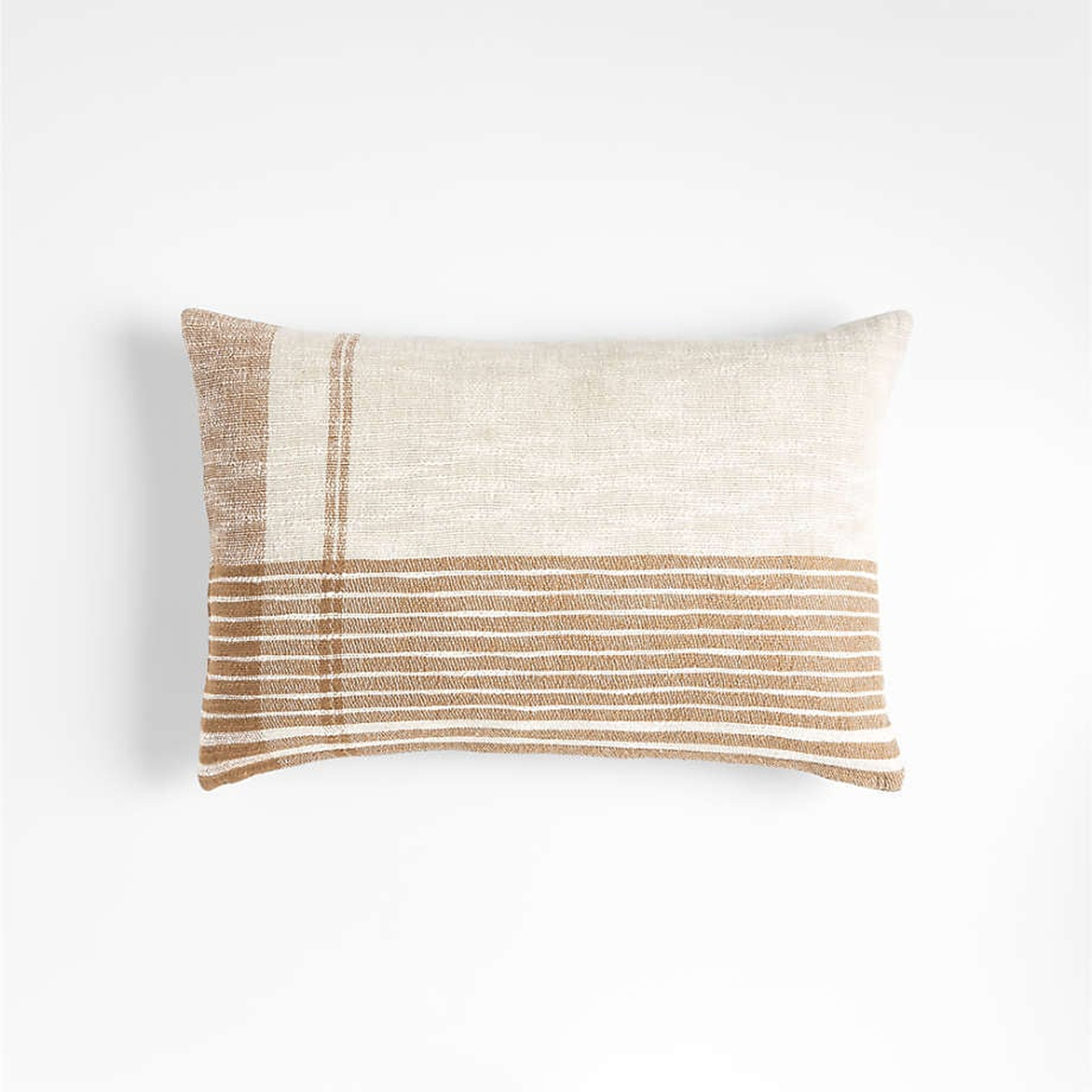 Stilyagi 22"x15" Slubby Almond Brown Plaid Pillow Cover - Crate and Barrel