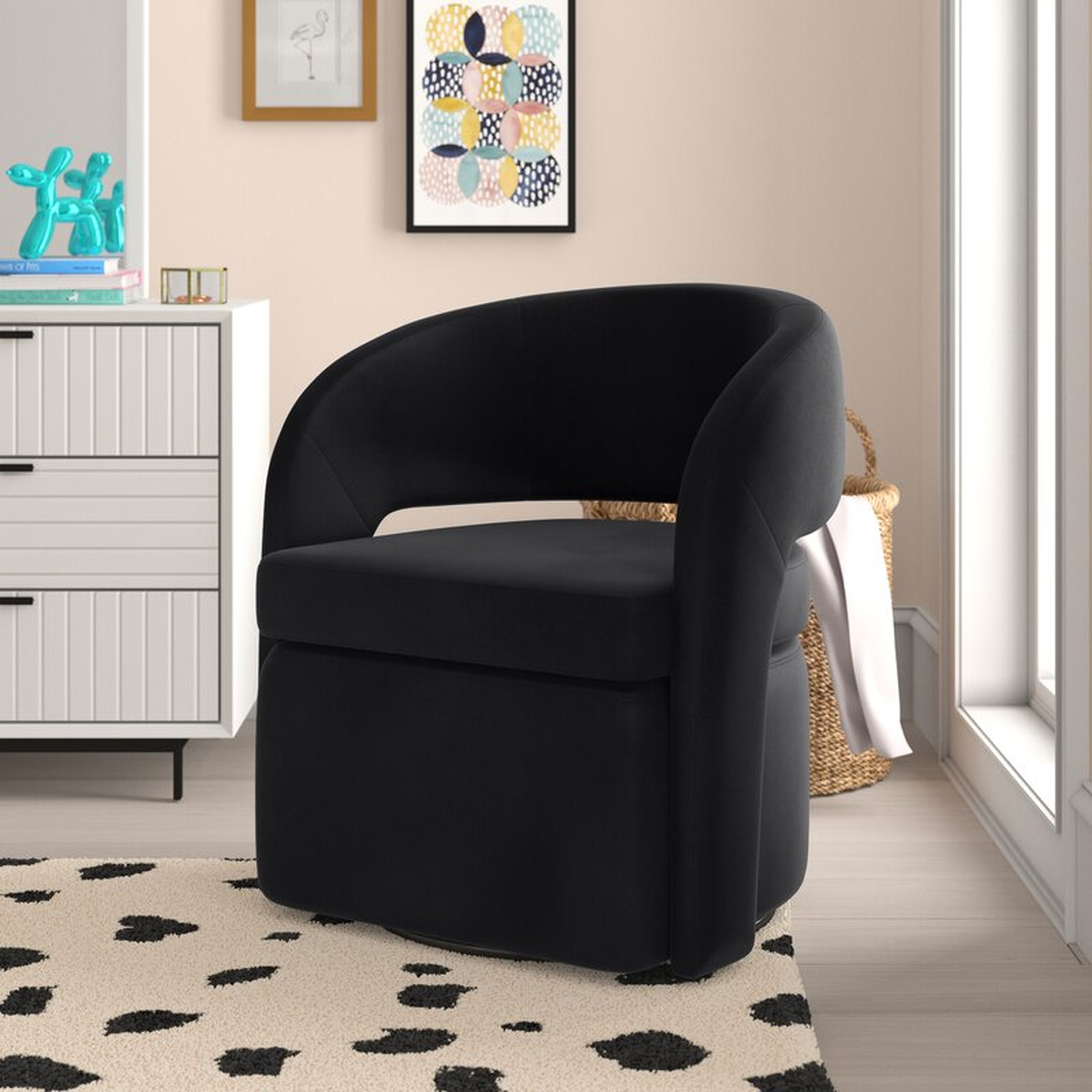 Alyce 28'' Wide Velvet Swivel Barrel Chair - Wayfair