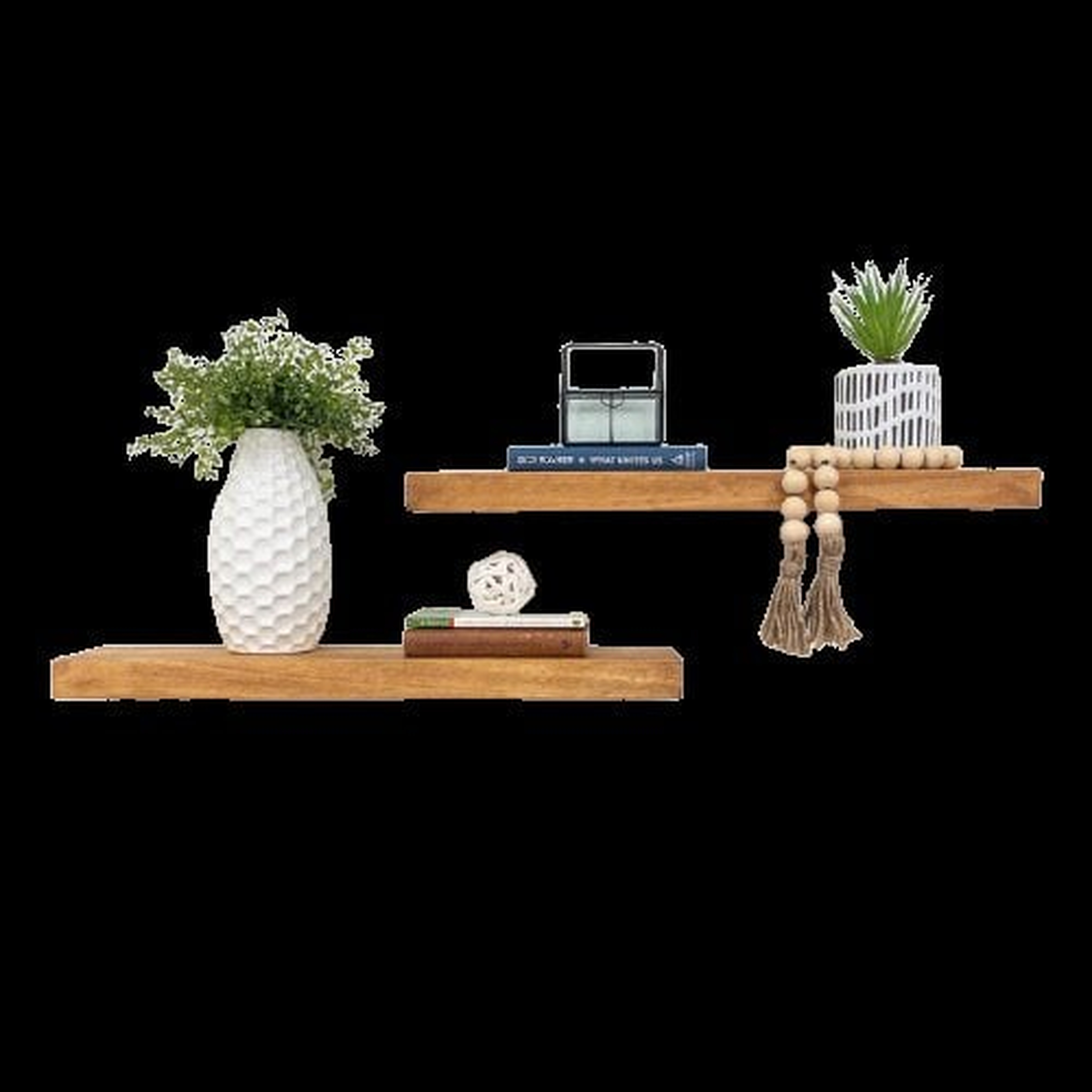 Evonne 2 Piece Pine Solid Wood Floating Shelf (Set of 2) - Wayfair