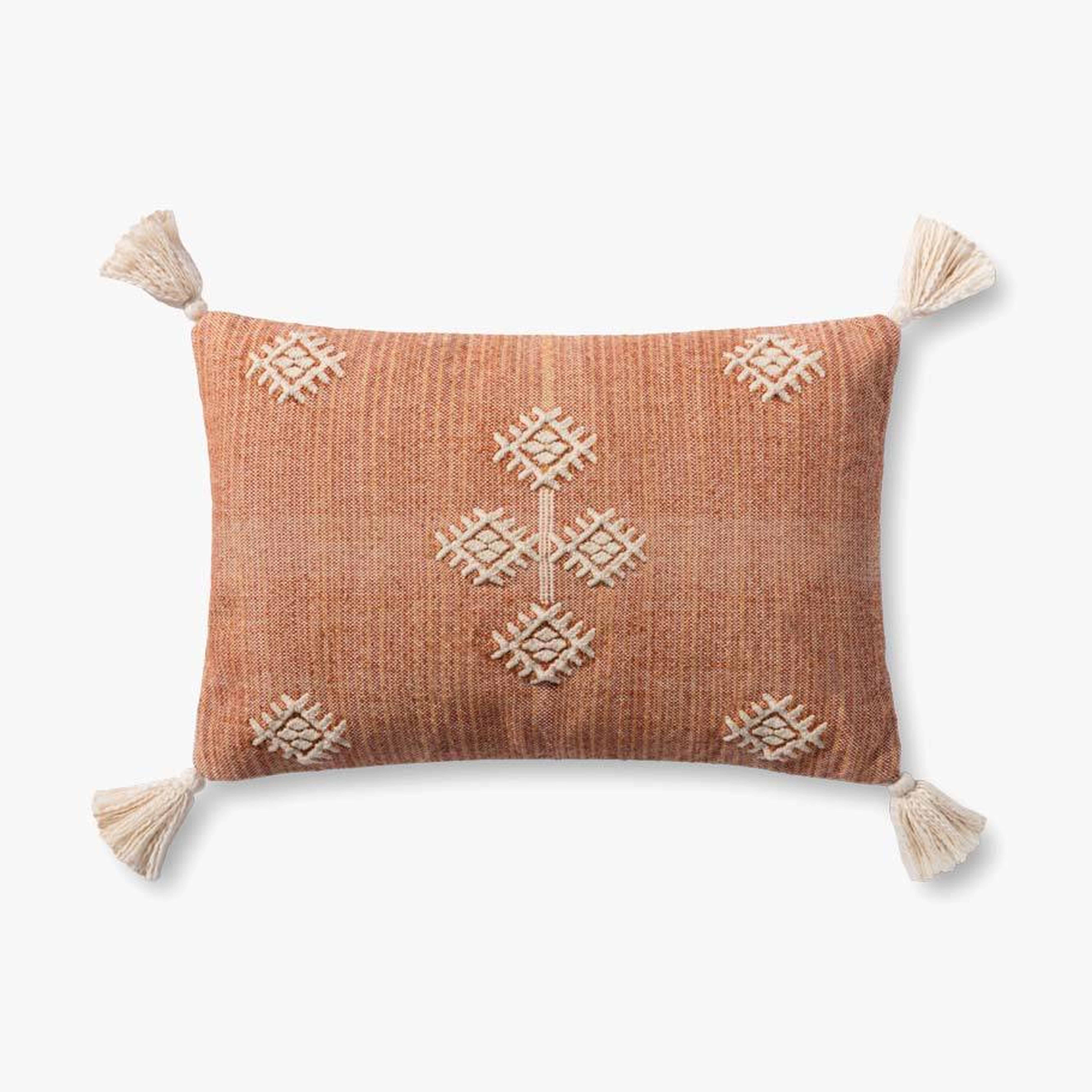 Boho Tassel Lumbar Throw Pillow, Rust & Cream, 21" x 13" - ED Ellen DeGeneres Crafted by Loloi Rugs