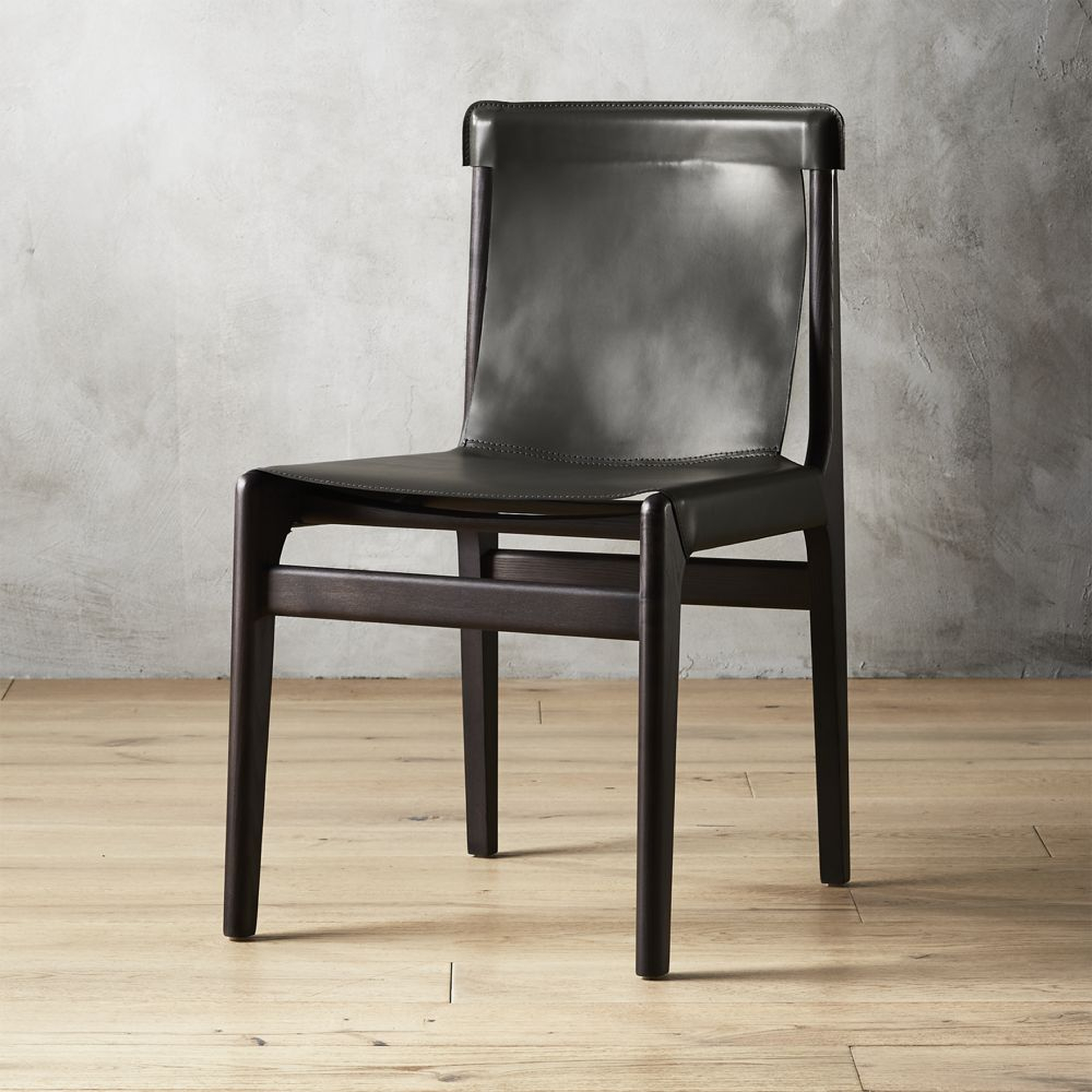 Burano Charcoal Grey Leather Sling Chair - CB2