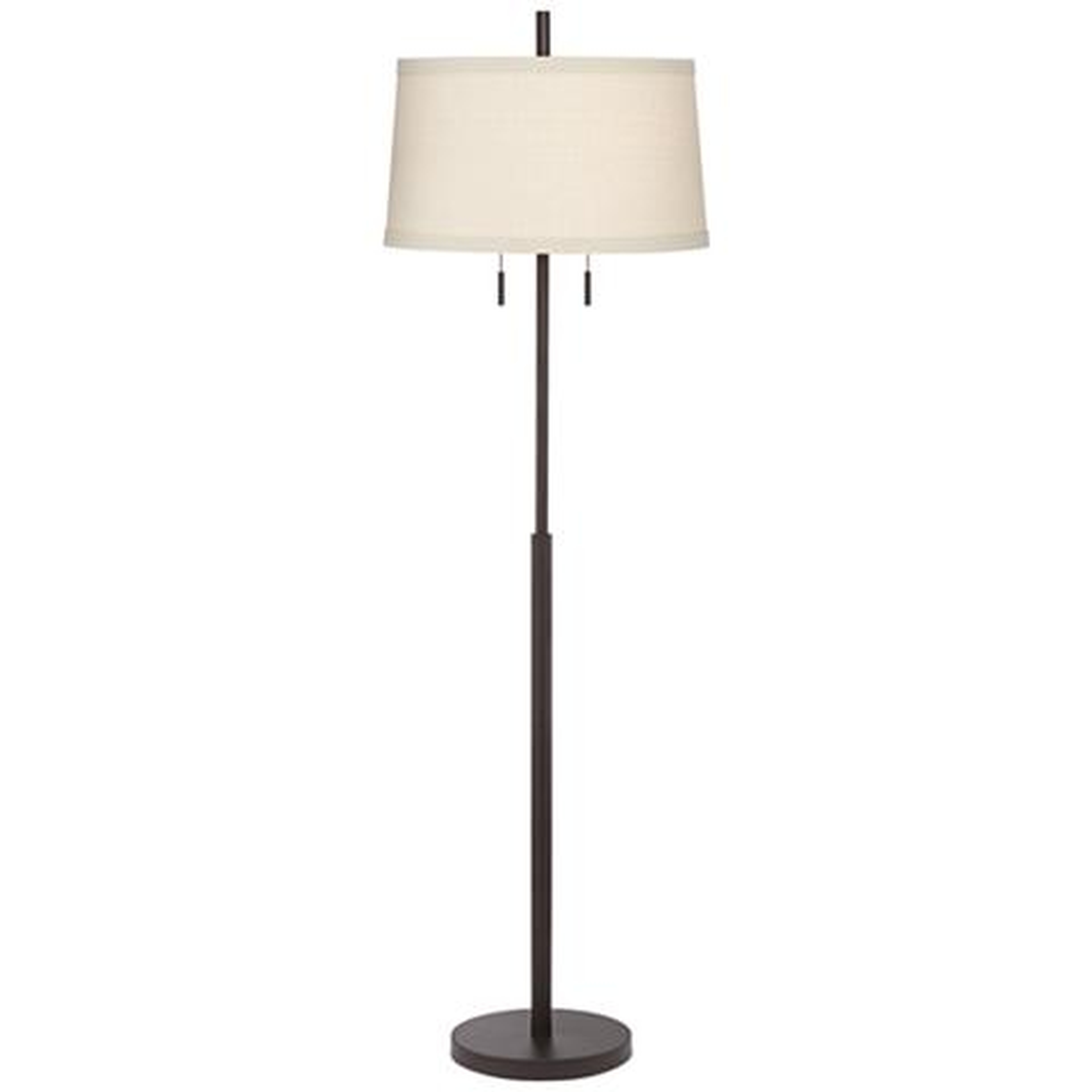 Nayla Bronze Double Pull Chain Floor Lamp Off-White Shade - Lamps Plus