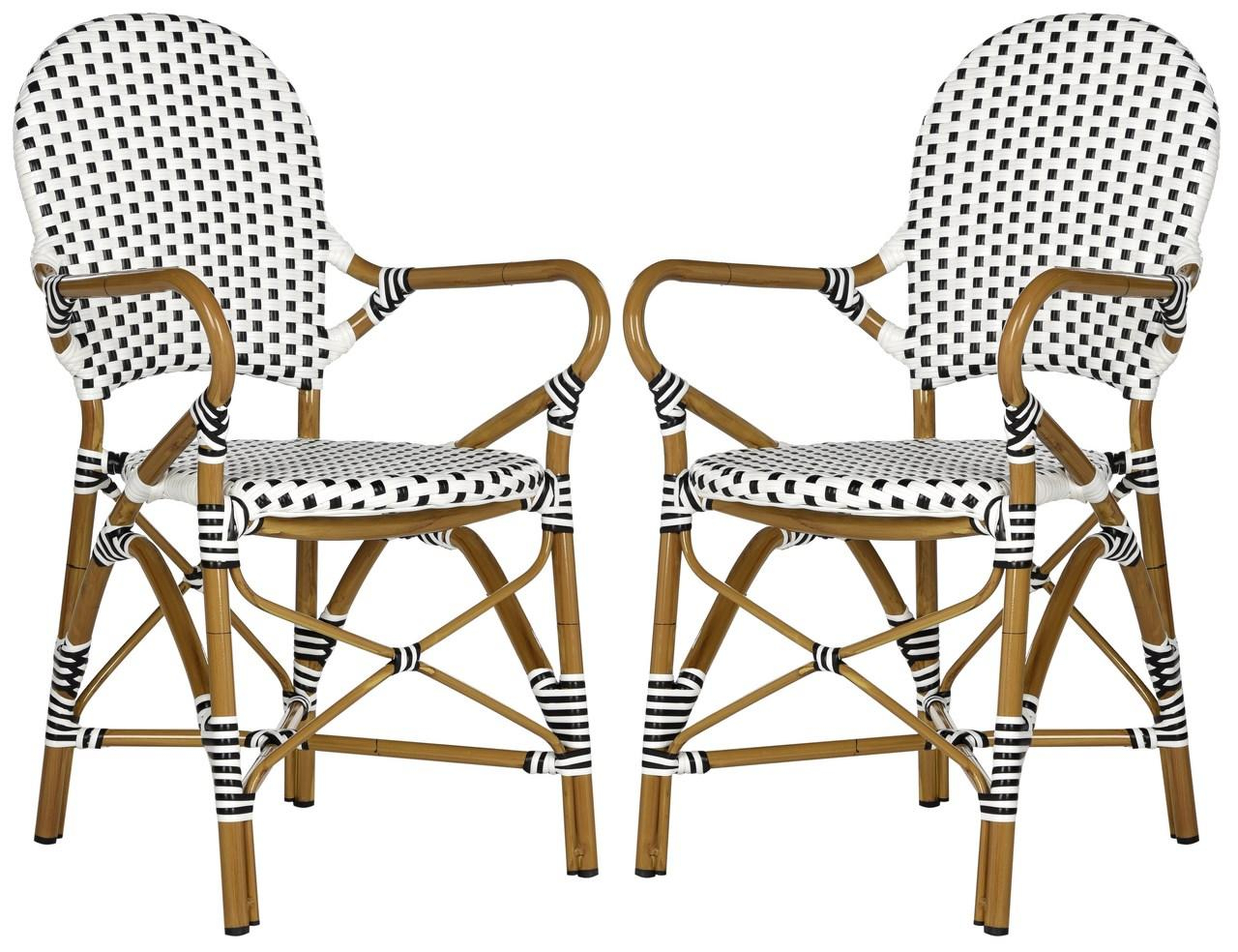 Hooper Indoor-Outdoor Stacking Armchair - Black/White - Safavieh - Safavieh
