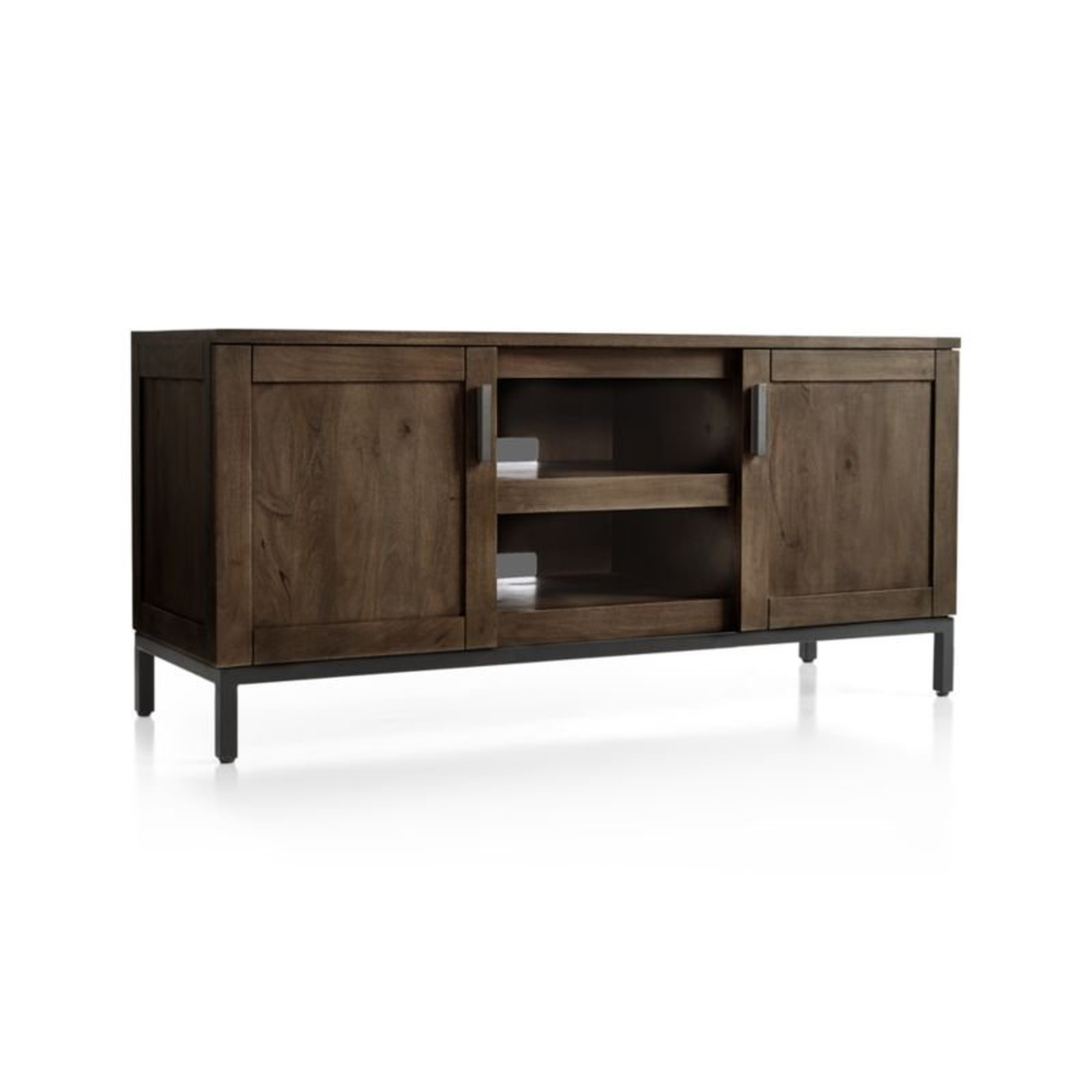 Wyatt 60" Brown Wood Storage Media Console - Crate and Barrel
