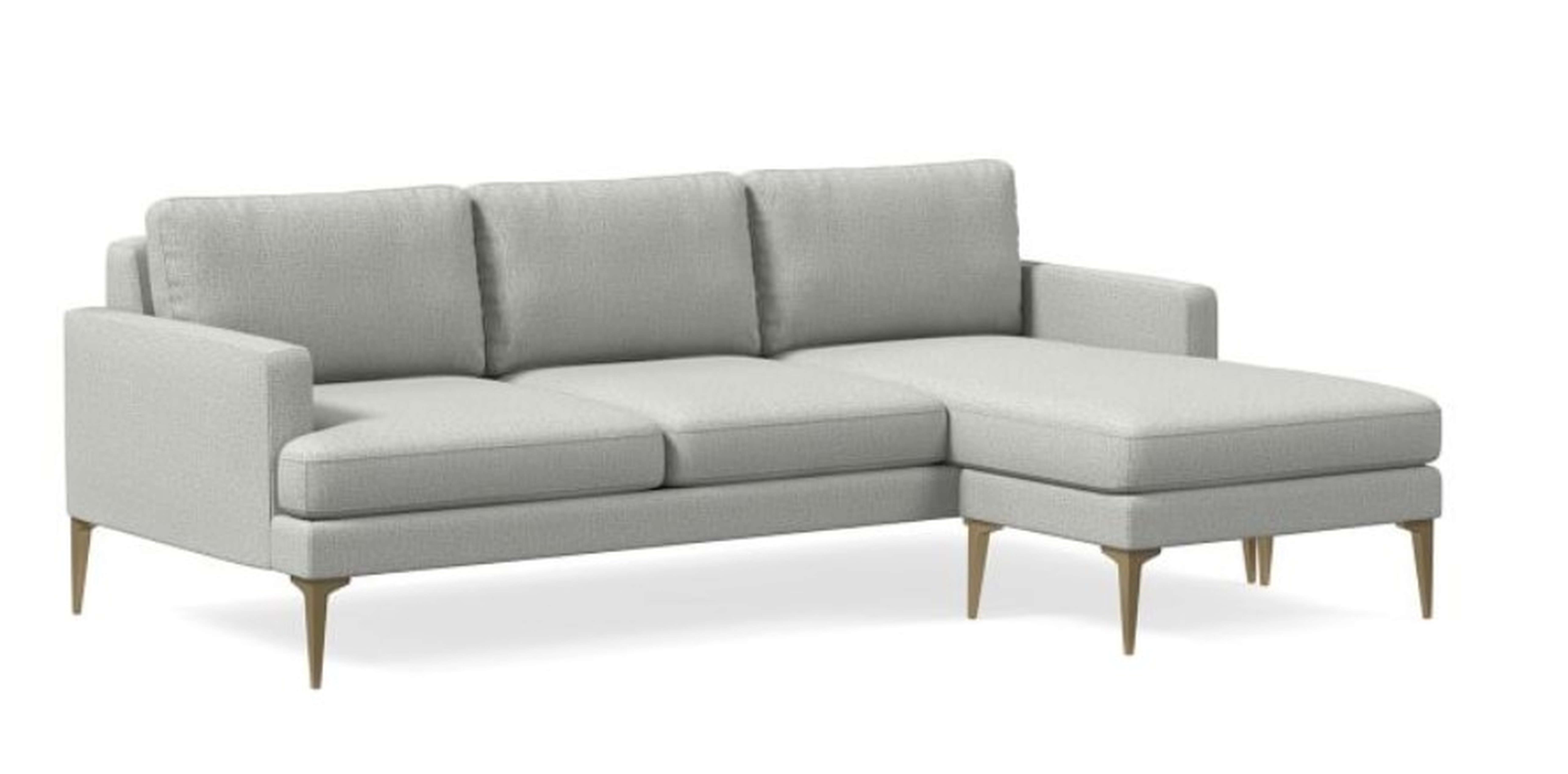 Andes Reversible Sectional: Feather Gray, Deco Weave, Brass - West Elm