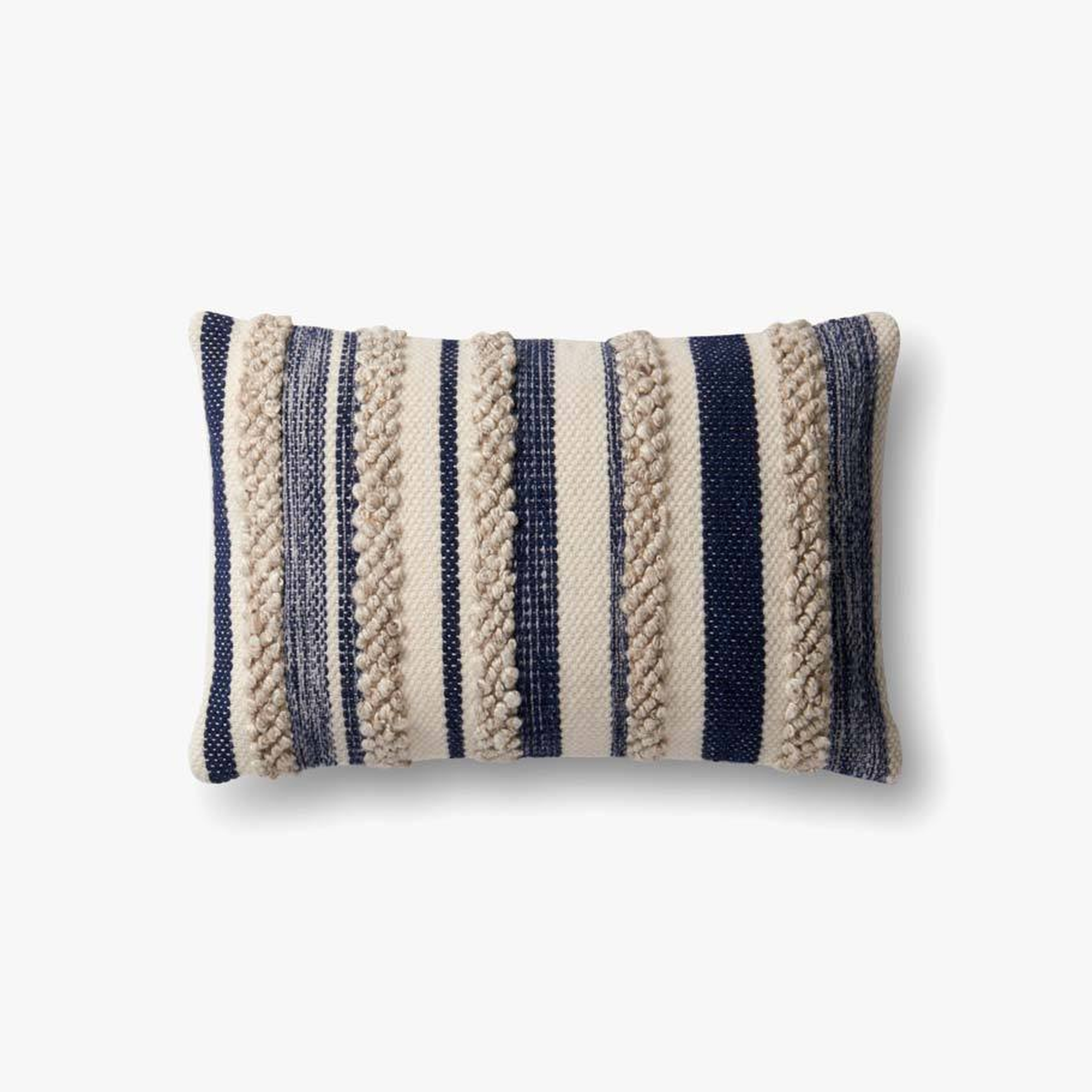 P1022 MH NAVY / IVORY Pillow - With poly Insert - Loloi Rugs