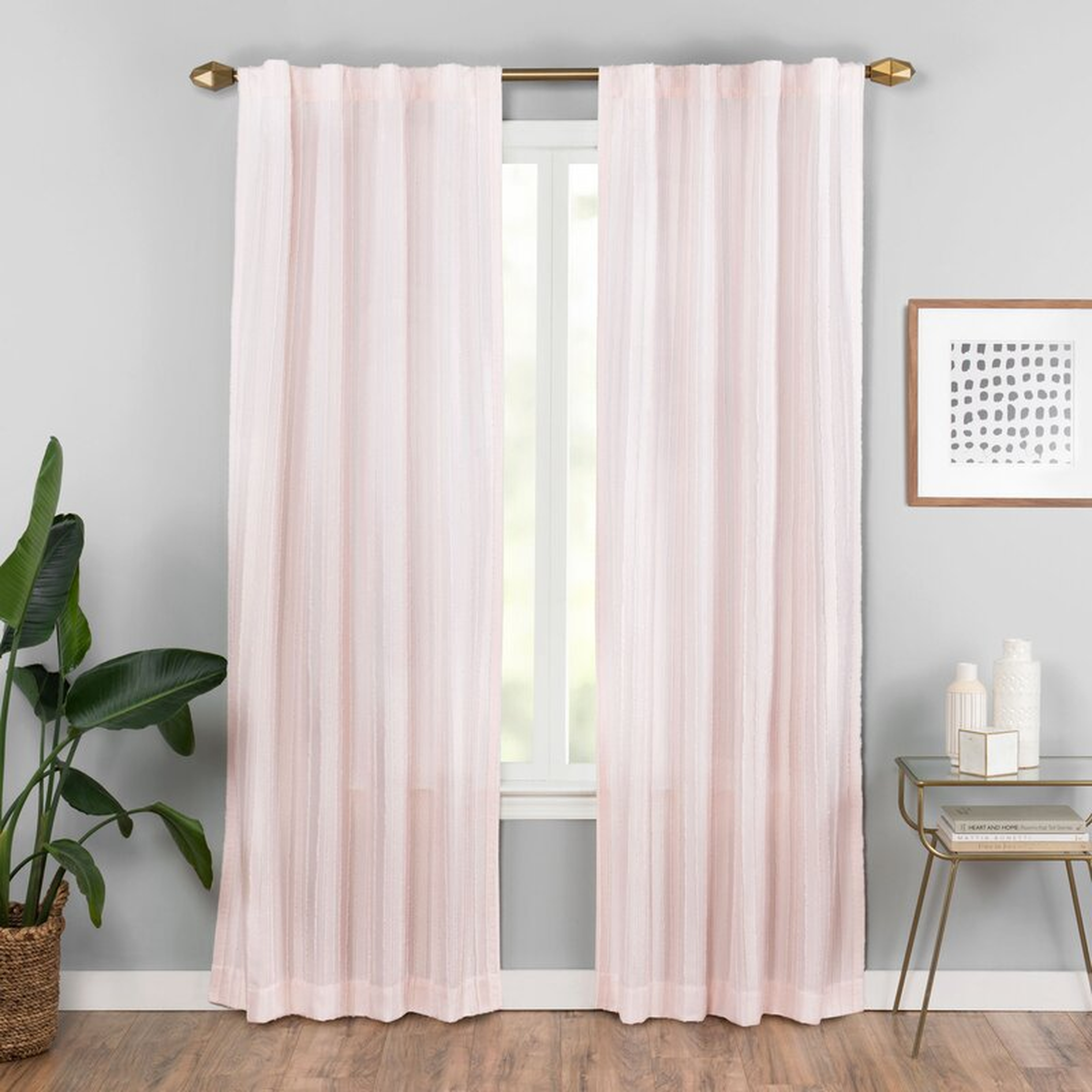 Skylar Window Solid Semi-Sheer Single Curtain Panel (Individual), Blush 84" - Wayfair