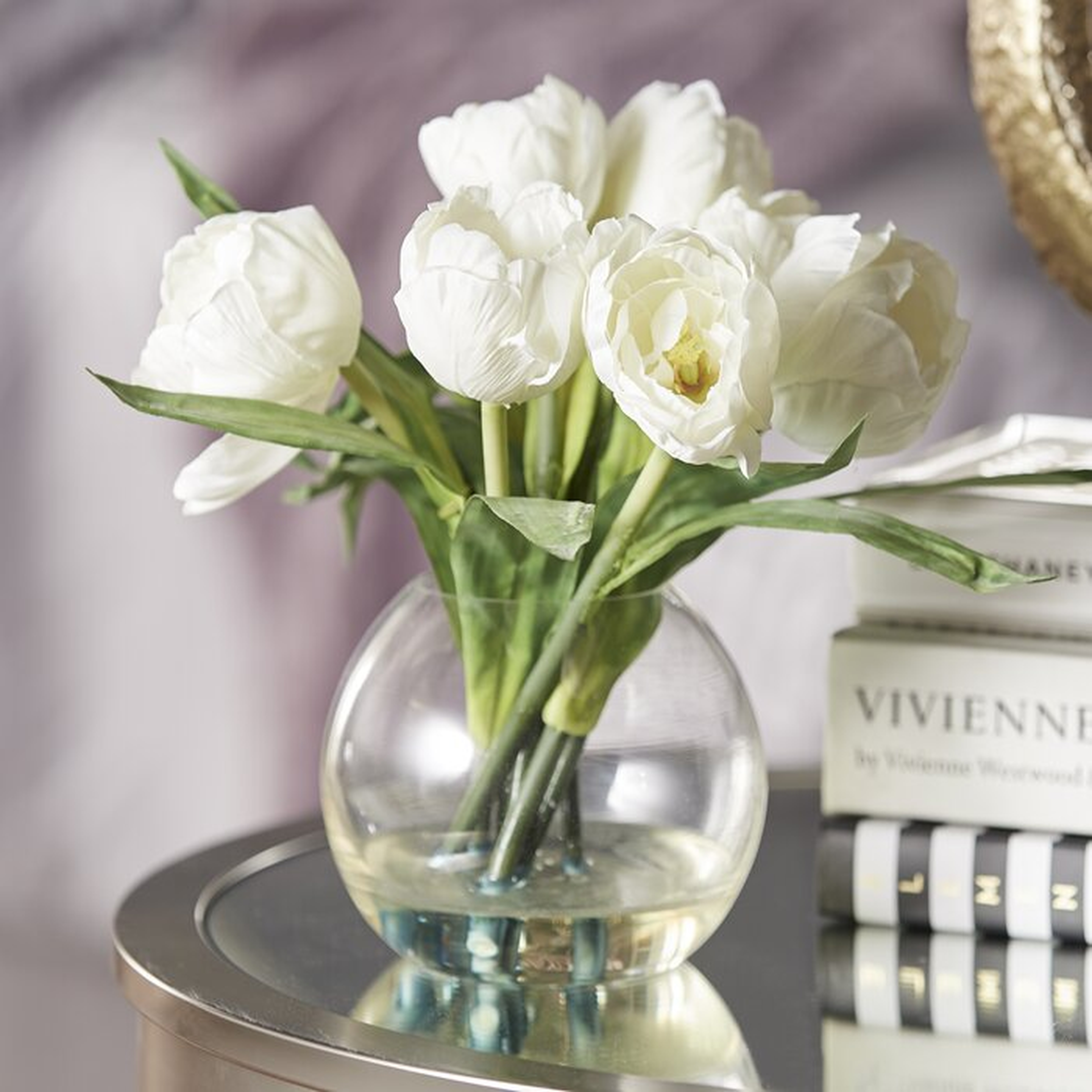 Tulips Floral Arrangement with Vase - Birch Lane
