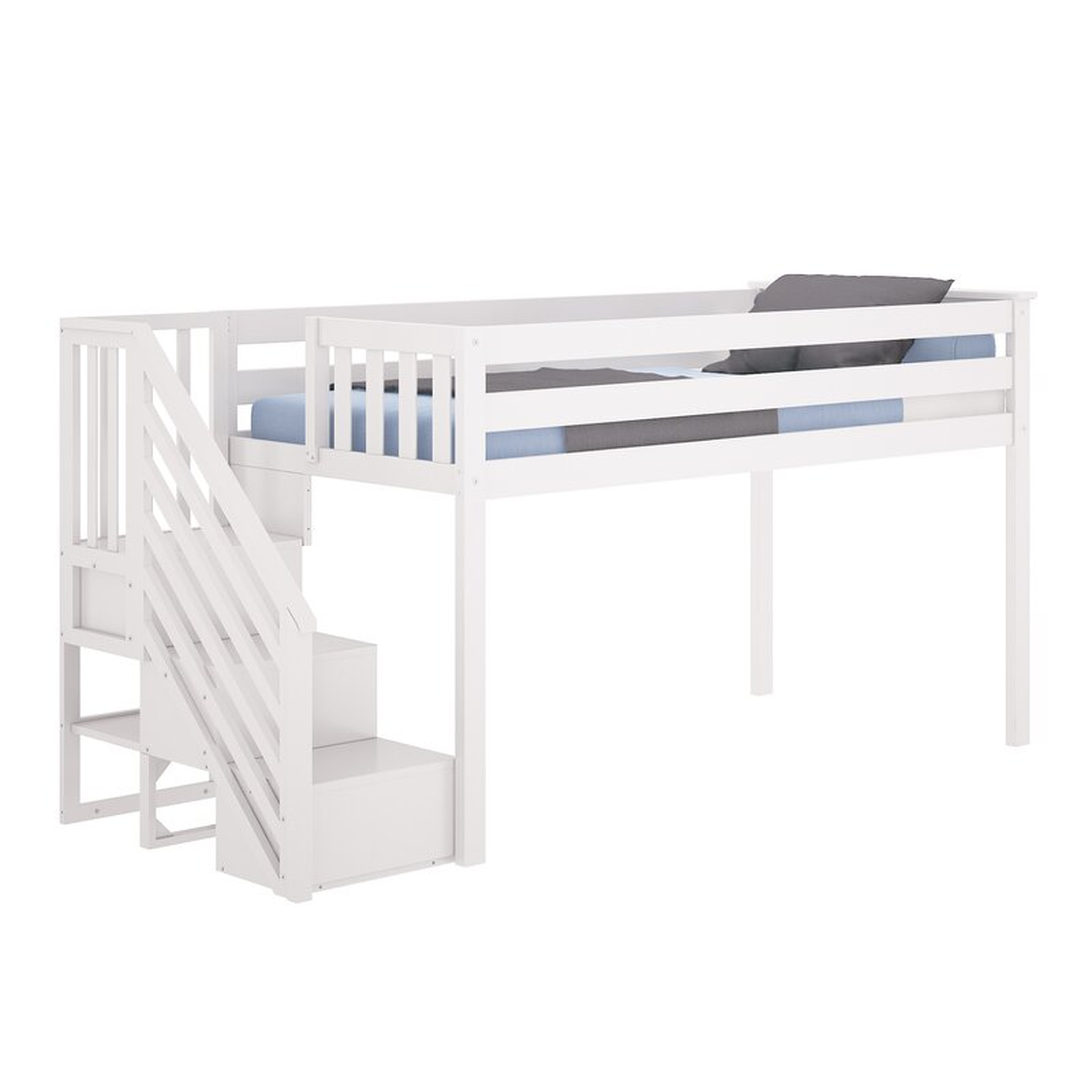 Twin-Size Low Loft Bed With Staircase - Wayfair