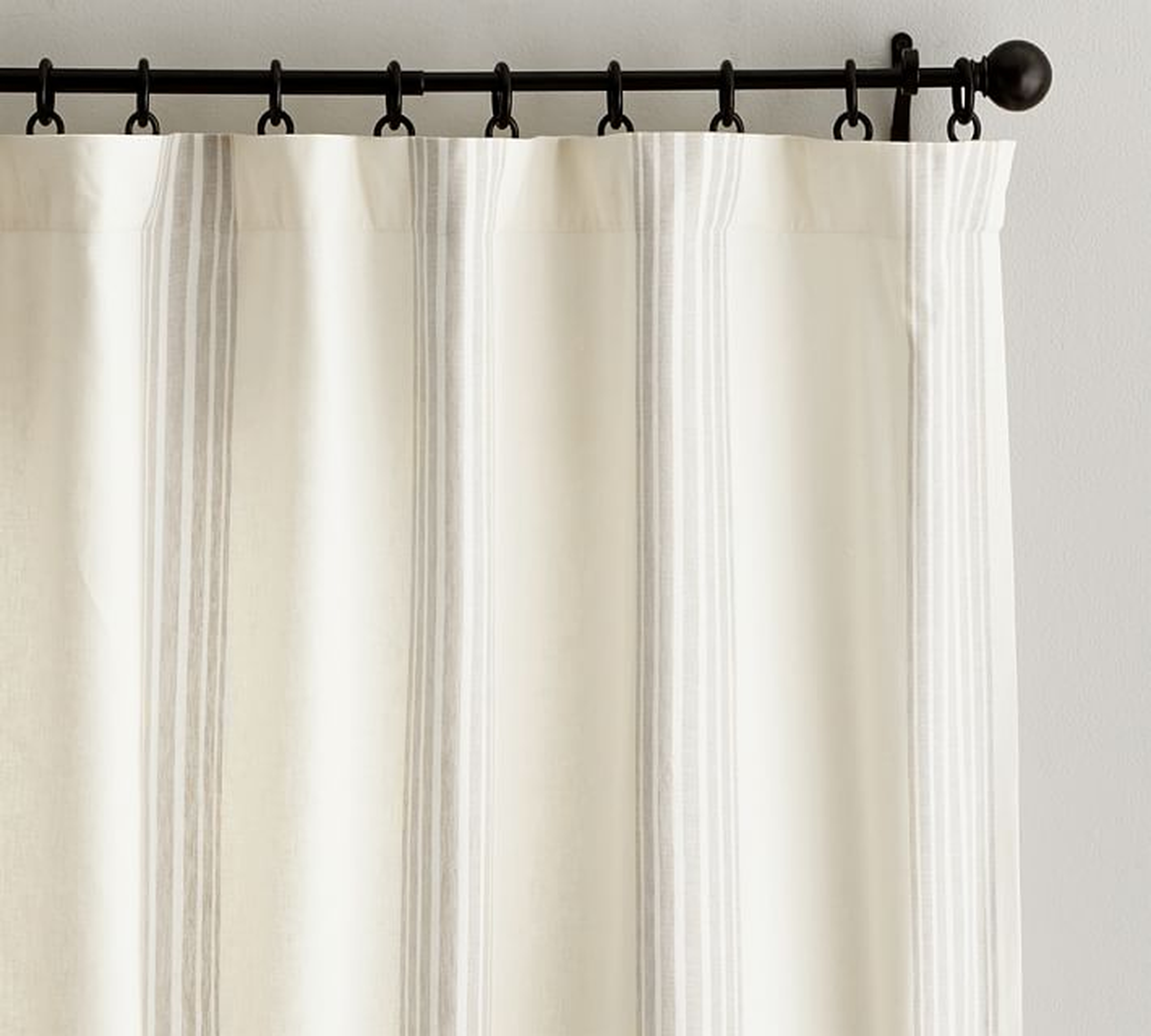 Riviera Striped Linen/Cotton Curtain, 50 x 96", Sandalwood - Pottery Barn