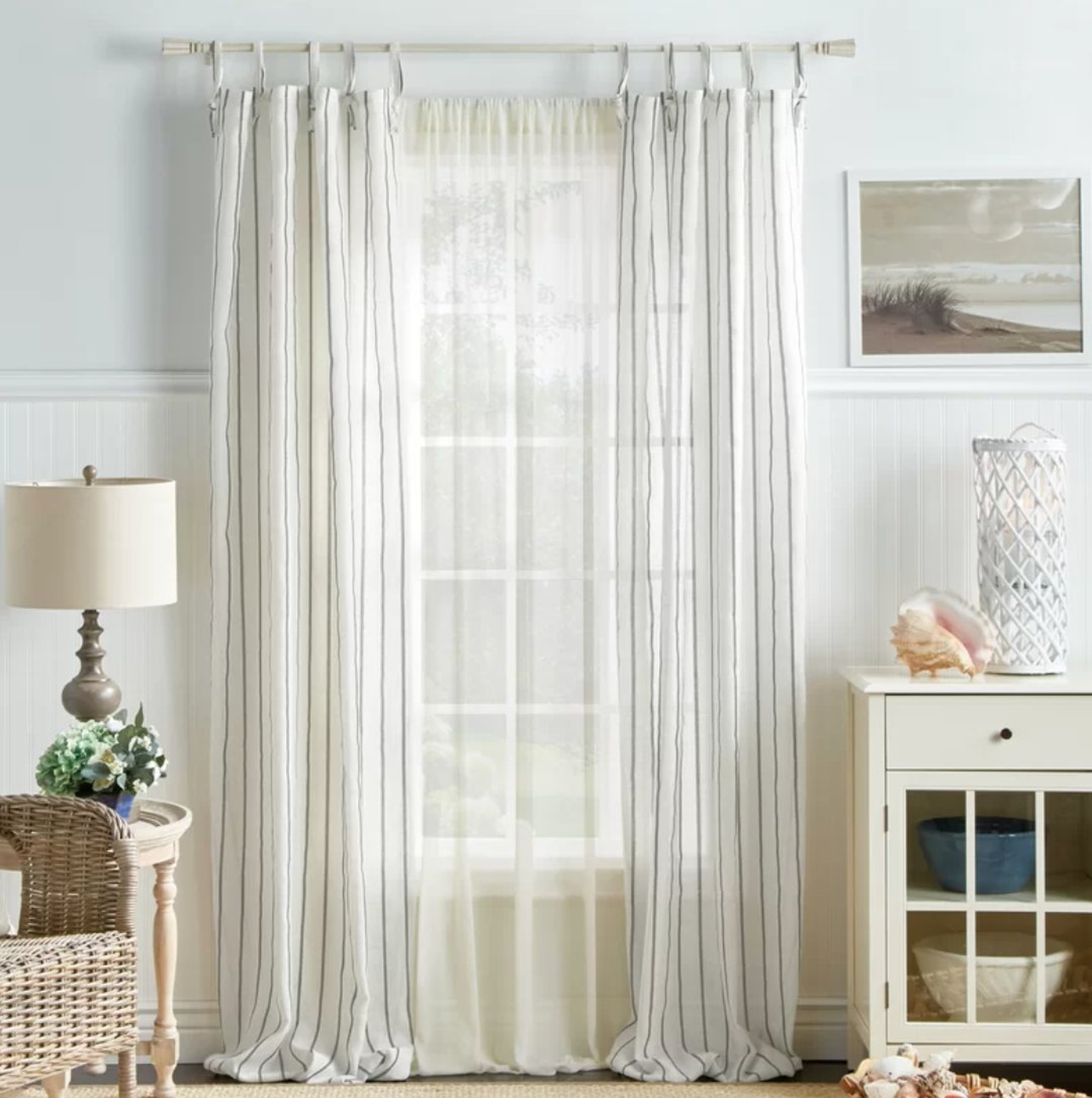 Laguna Striped Semi-Sheer Tab Top Curtain Panels (Set of 2) - Wayfair