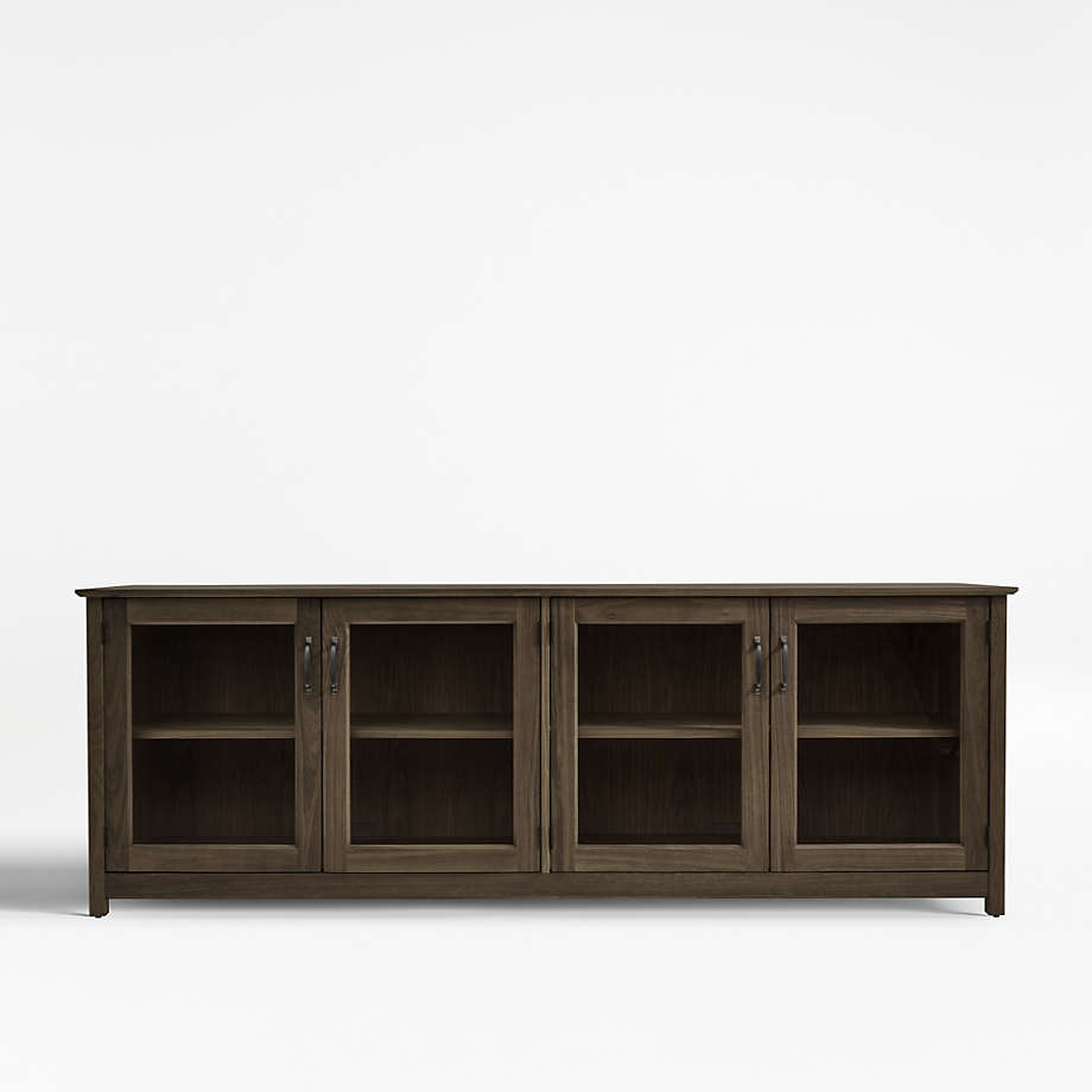 Ainsworth Walnut 85" Storage Media Console with Glass/Wood Doors - Crate and Barrel