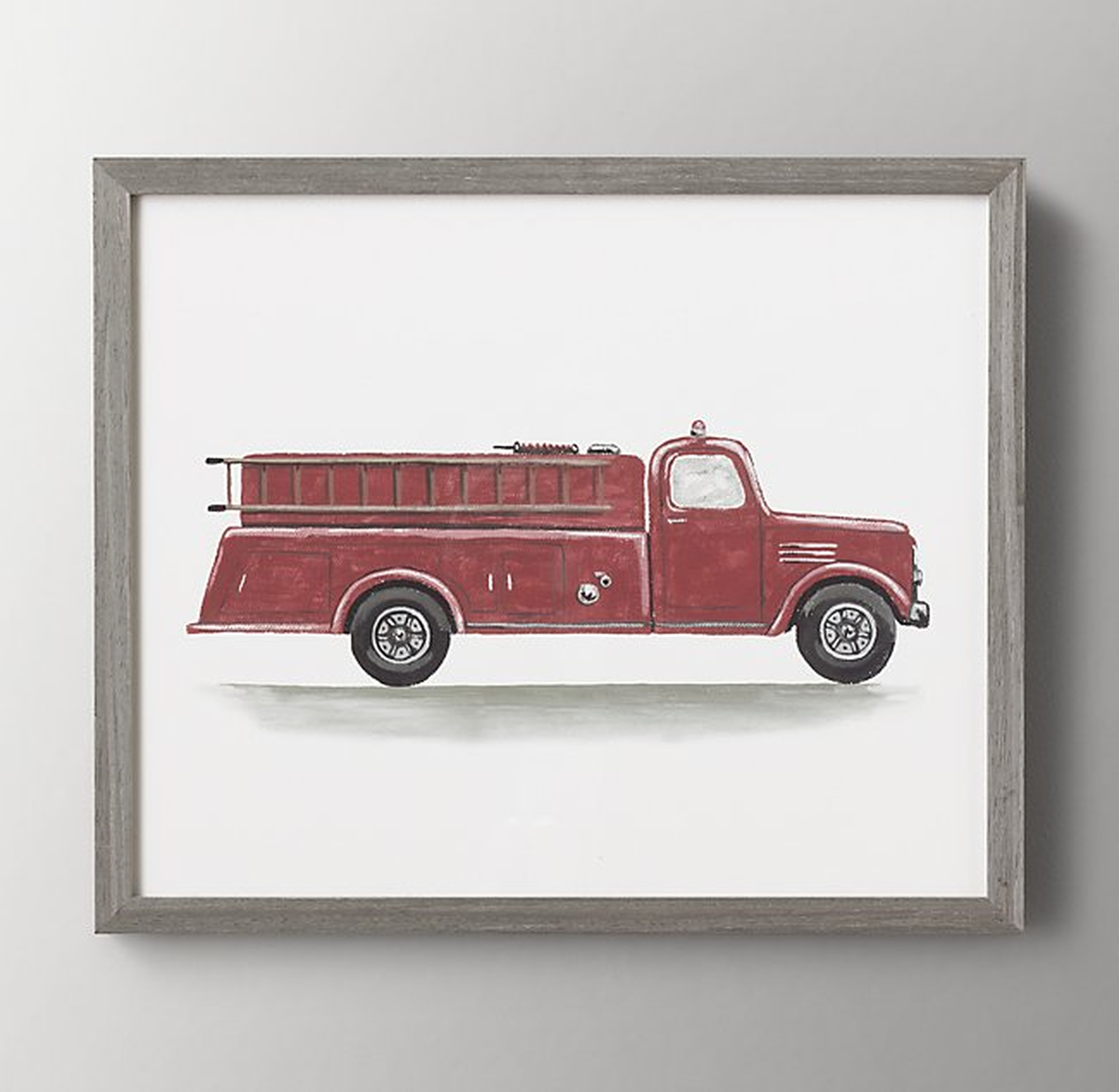 WATERCOLOR VINTAGE VEHICLE ART - FIRE ENGINE - RH Baby & Child