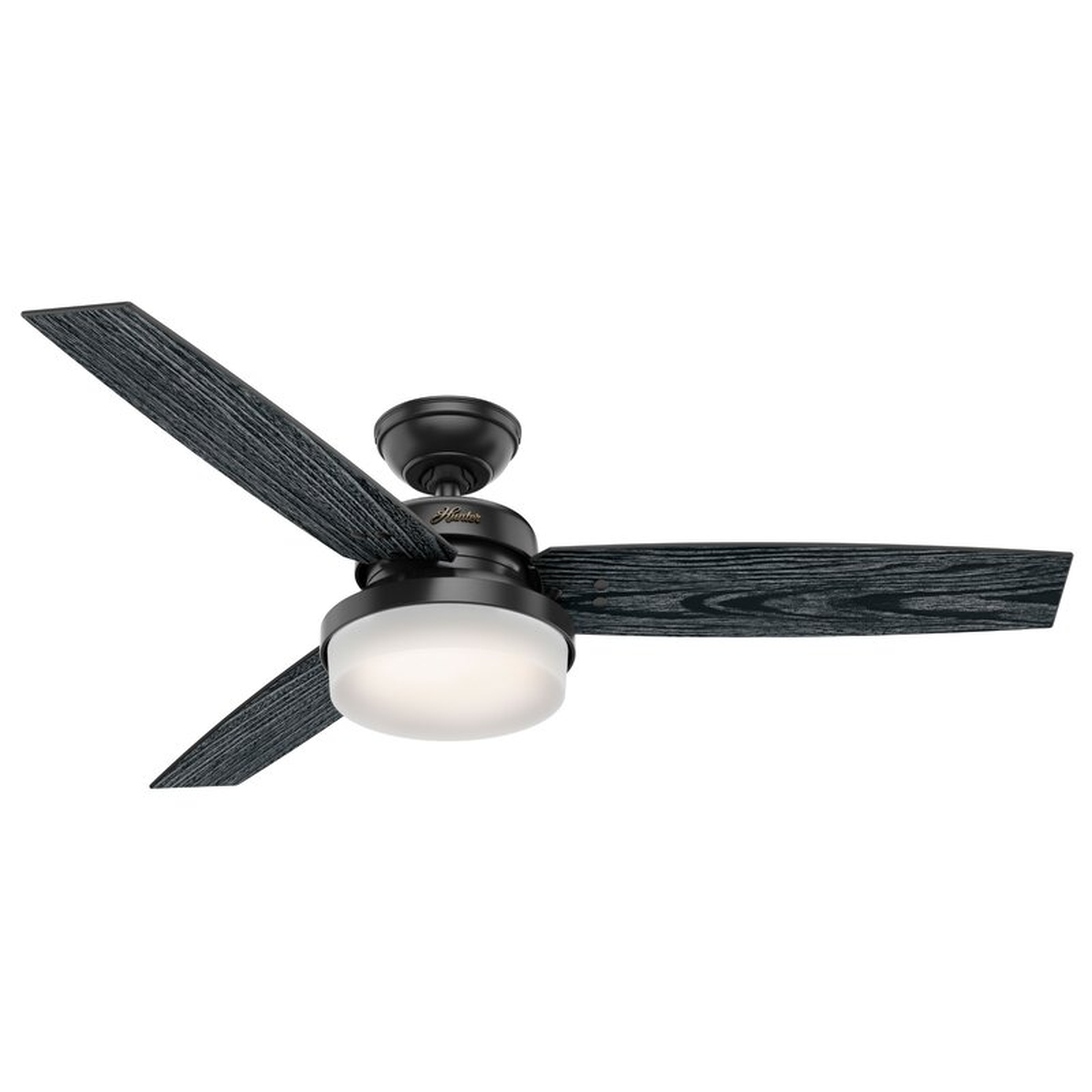 52'' 3-Blade Standard Ceiling Fan with Remote Control & Light Kit Included, Matte Black with Salted Black/Matte Black Blades - Wayfair