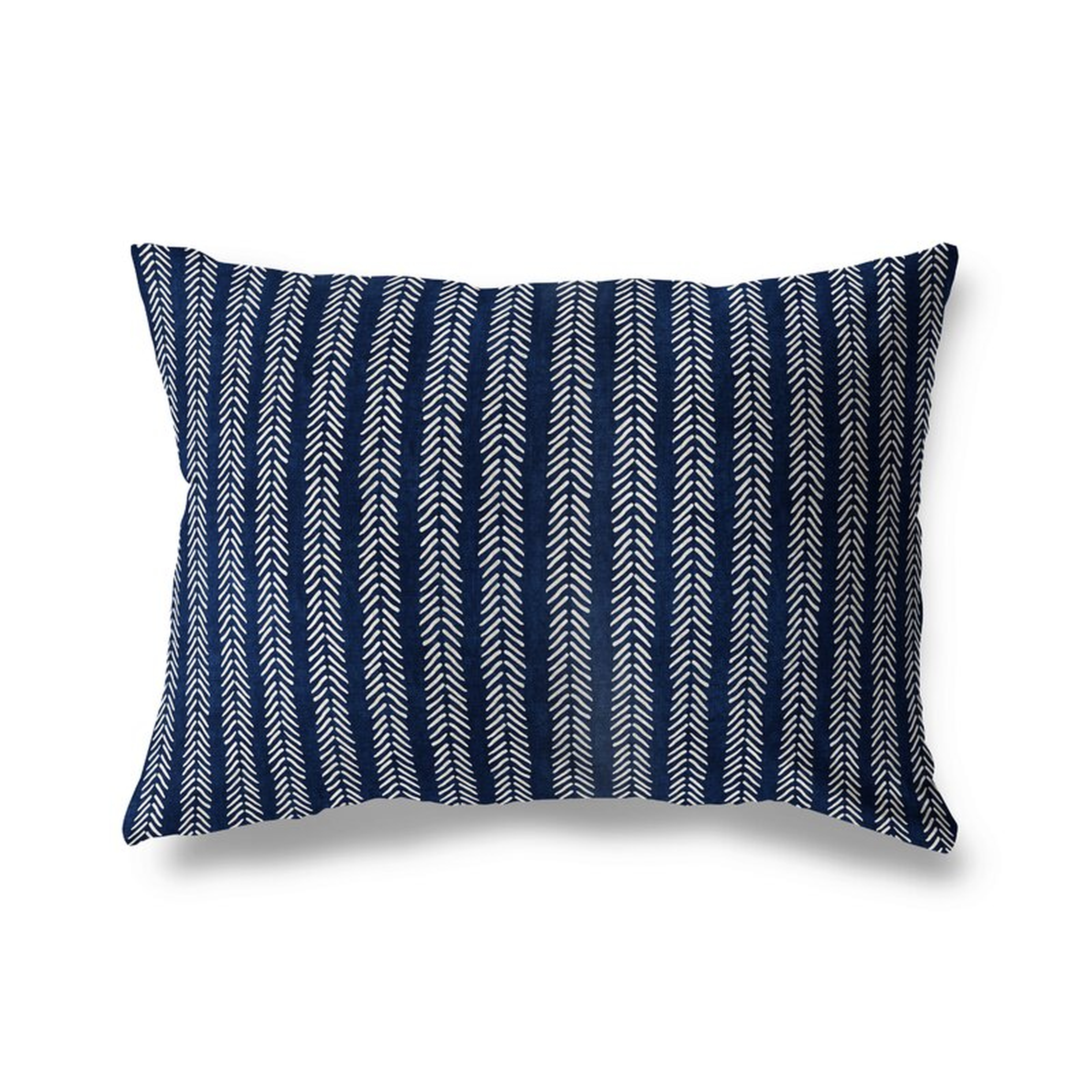 12" H x 16" W Indigo Adeline Cotton Striped Lumbar Pillow-Eco-fill - AllModern