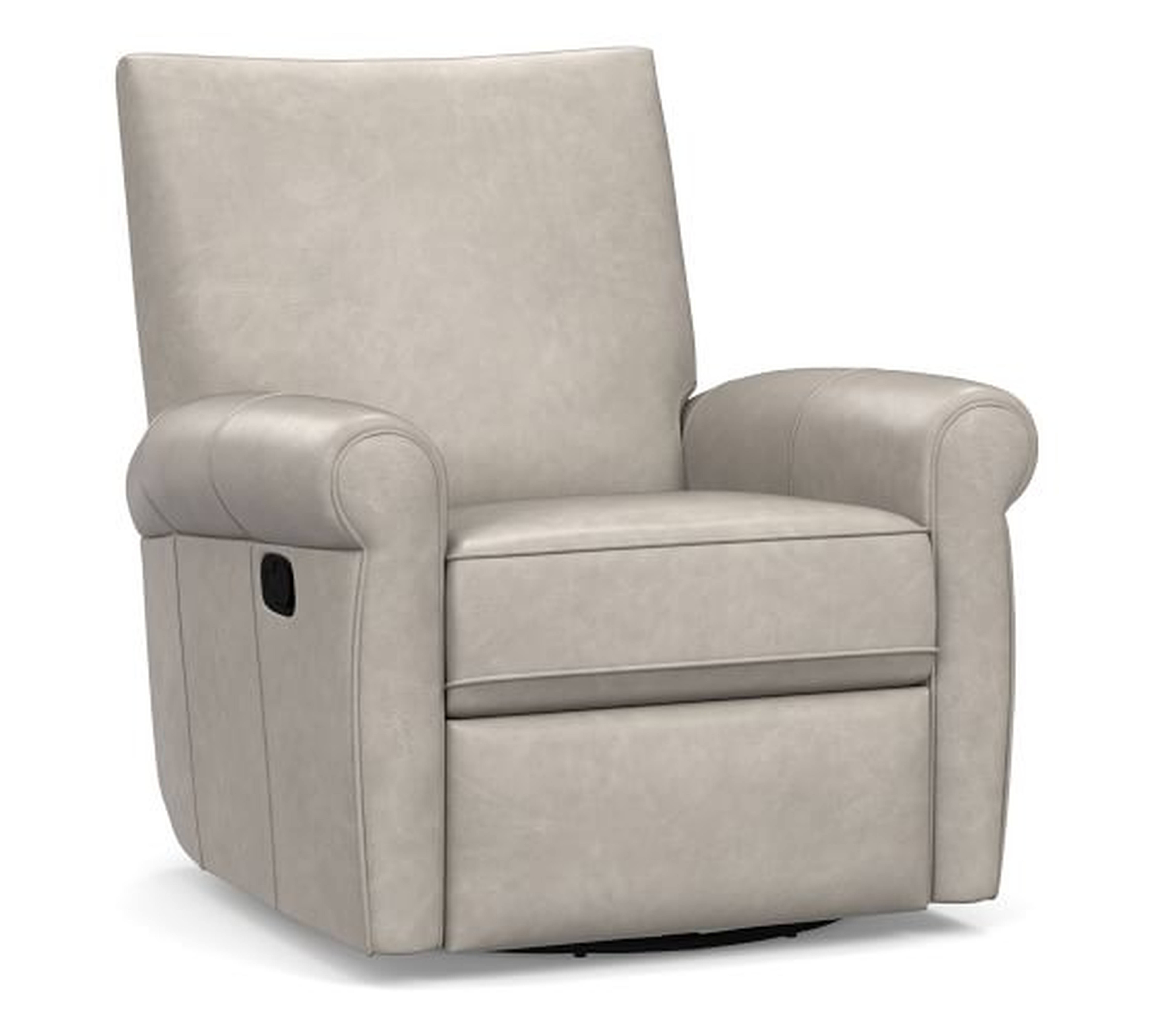 Grayson Leather Swivel Recliner, Polyester Wrapped Cushions, Statesville Pebble - Pottery Barn