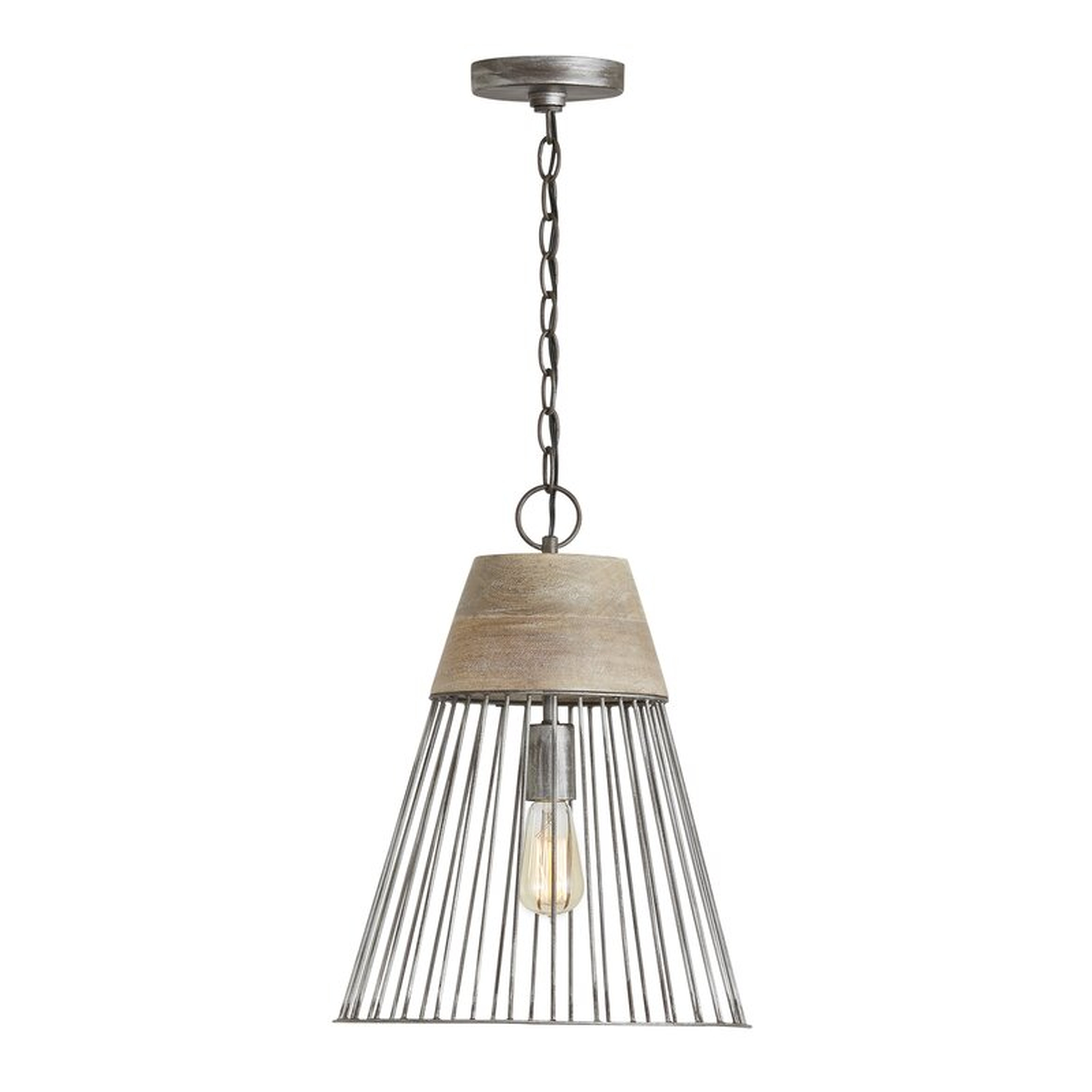 Adrianna 1 - Light Single Cone Pendant with Metal Accents - Wayfair