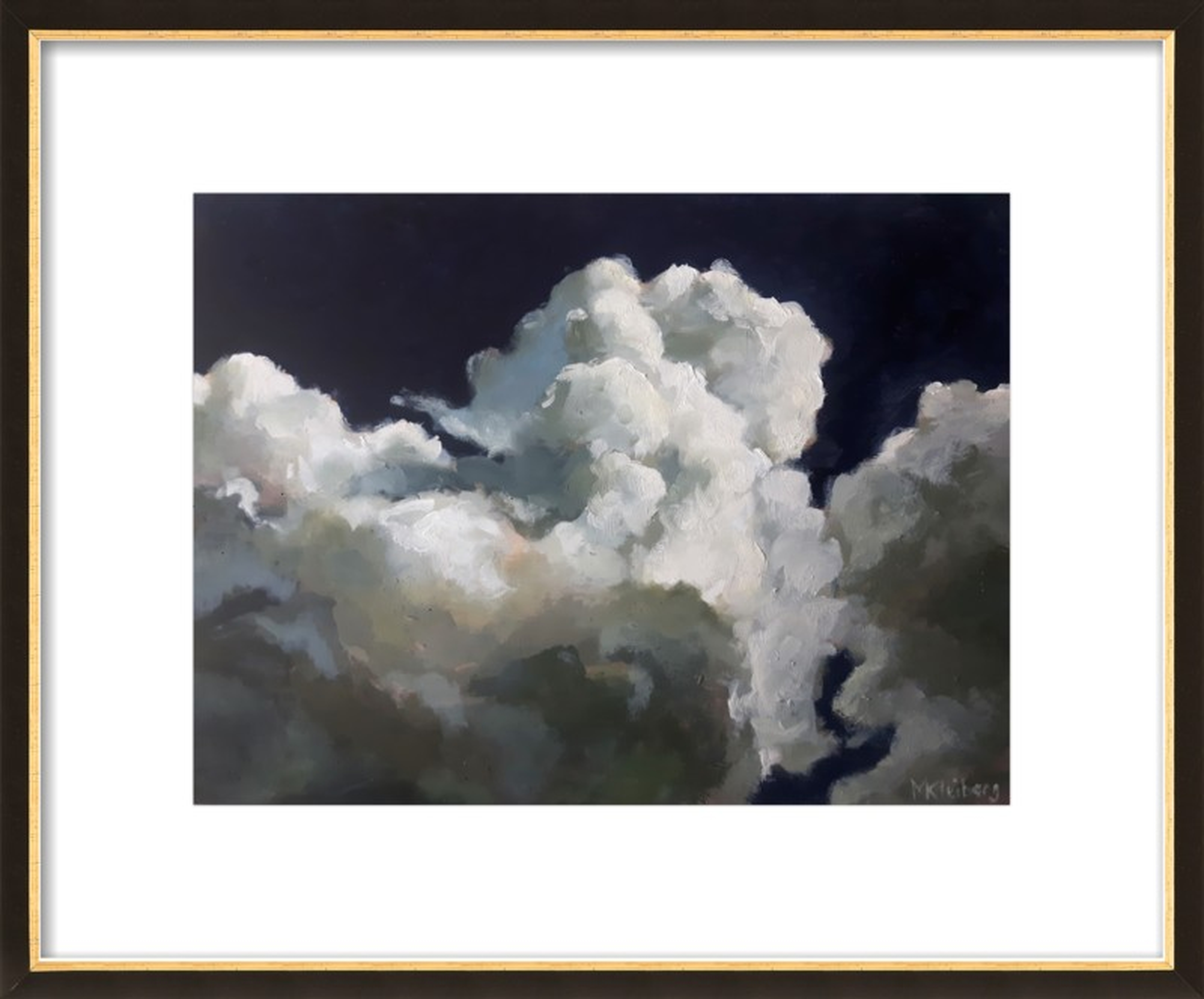Puffy Clouds - 16" x 20", Ornate Black with Gold Wood Frame - Artfully Walls