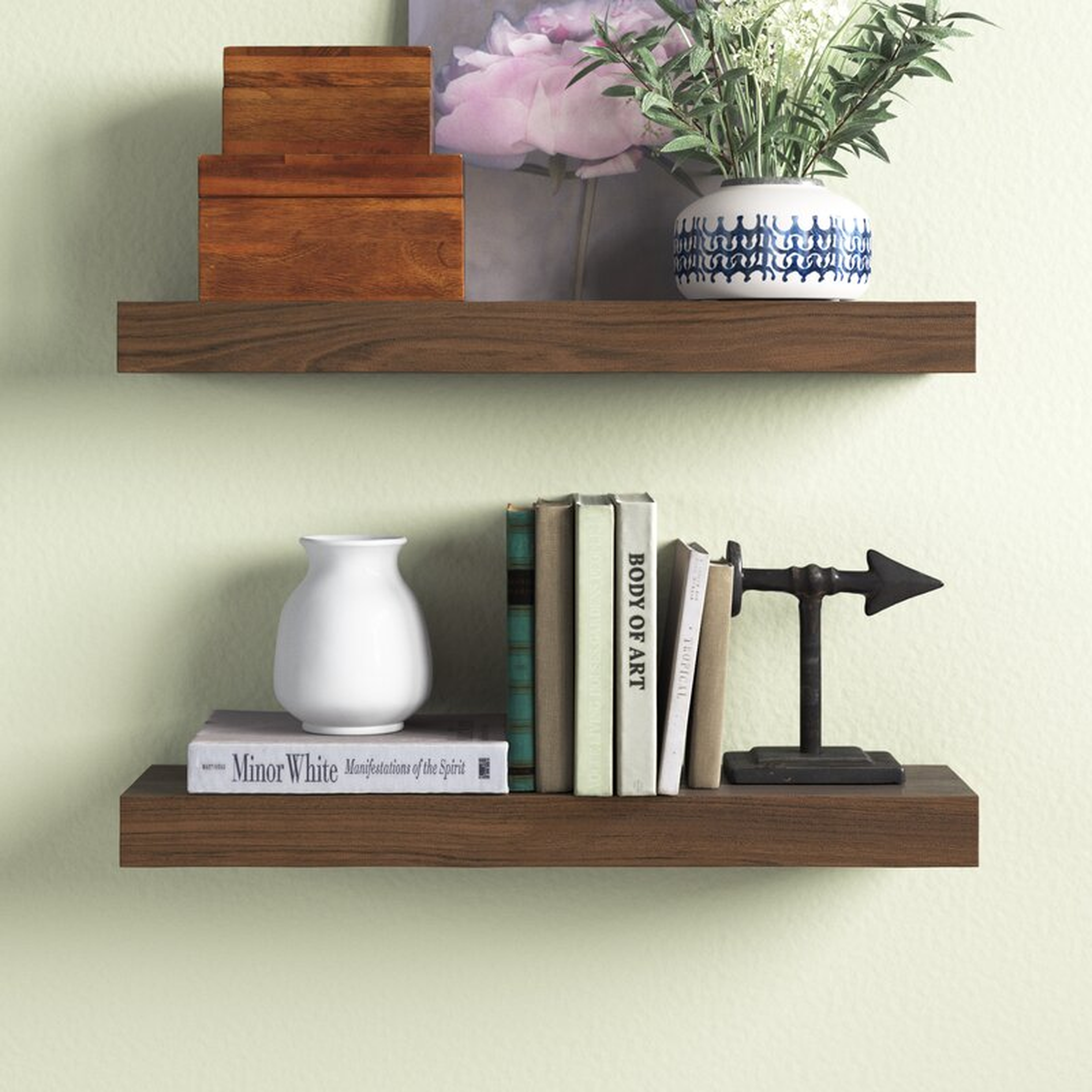 Sporgh 2 Piece Pine Solid Wood Floating Shelf (Set of 2) / Dark Walnut - Wayfair