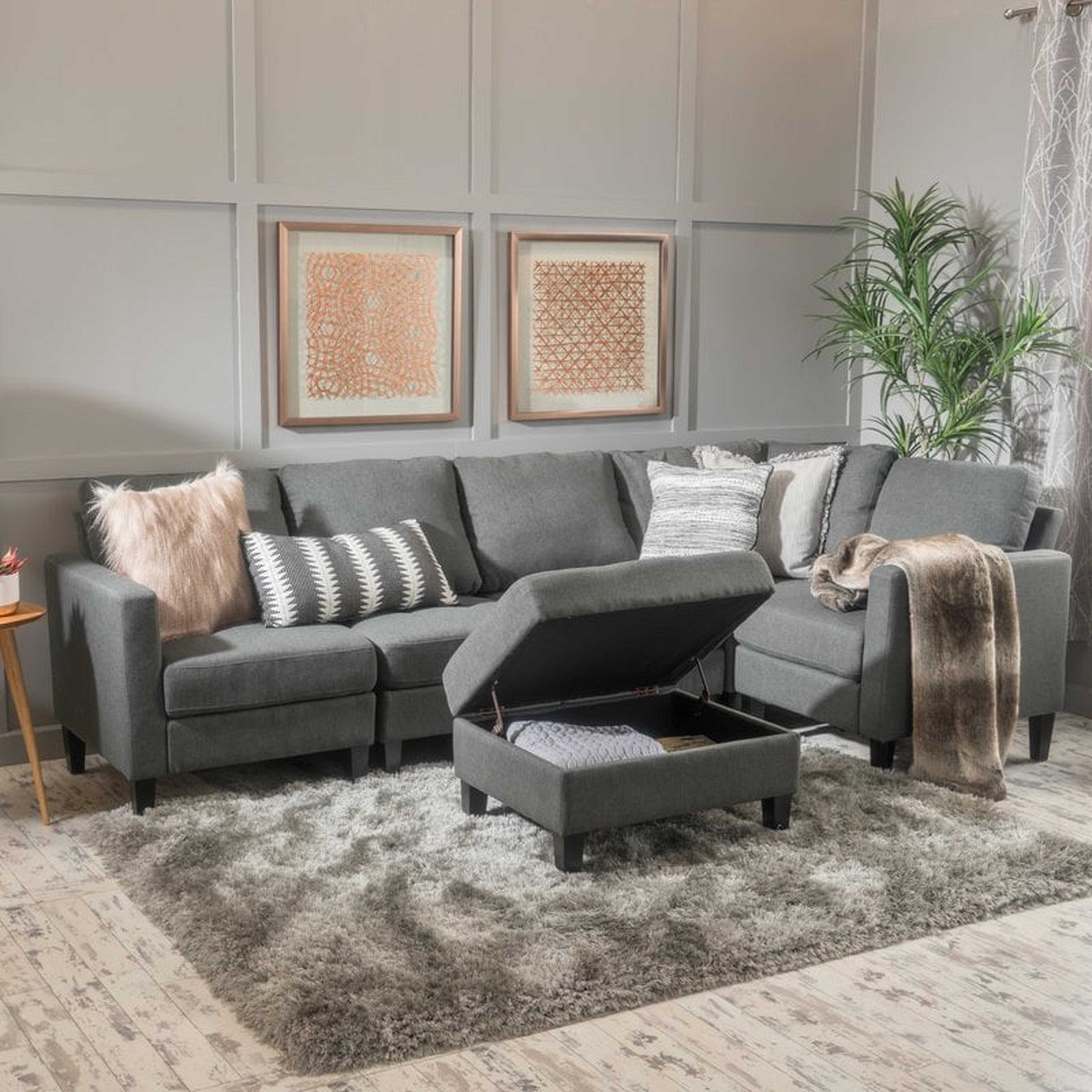 Bayard Right Hand Facing Modular Sectional with Ottoman - Dark Gray - Wayfair