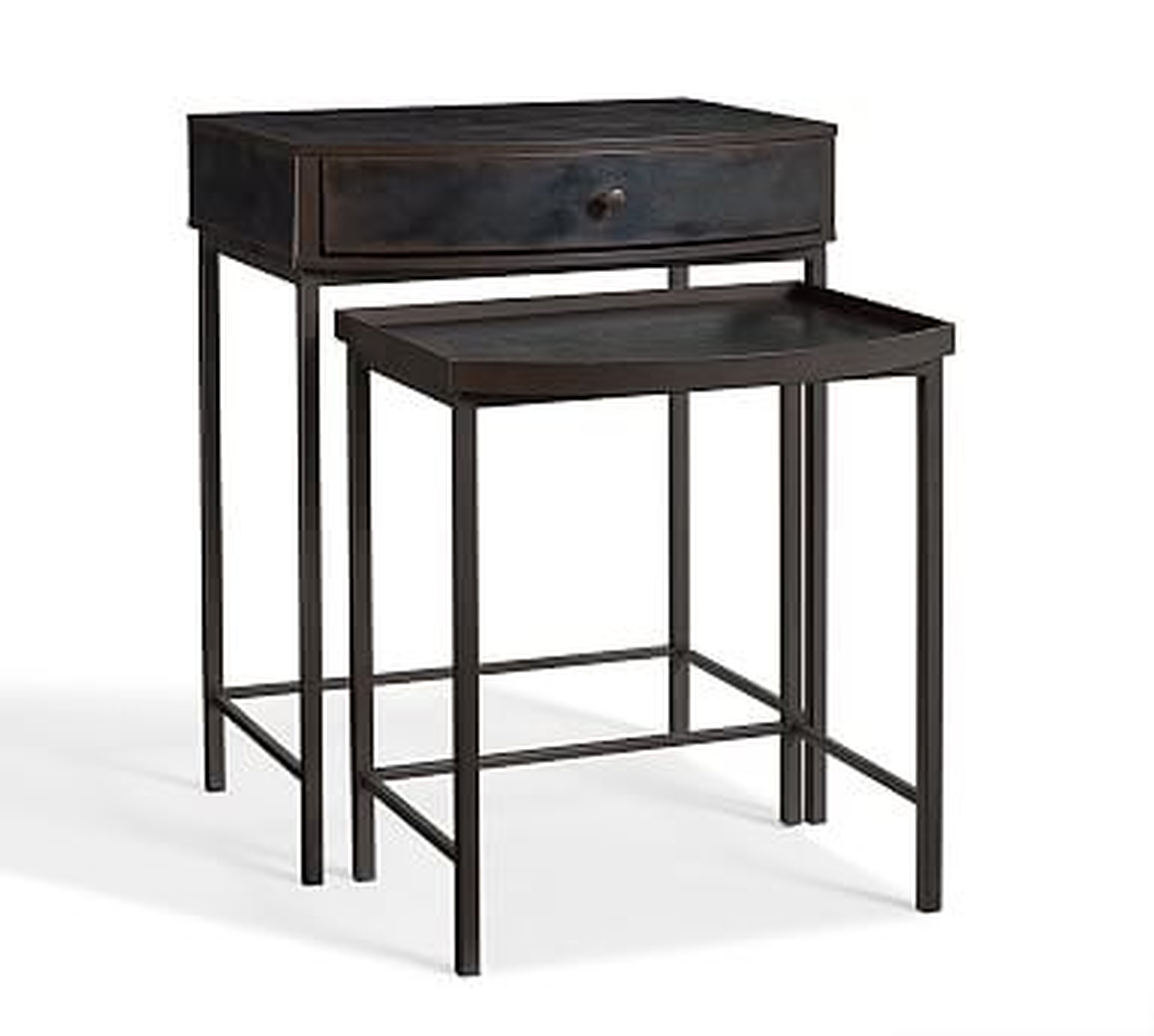 Woodrow Metal Bedside Nesting Table, Dark Bronze finish - Pottery Barn