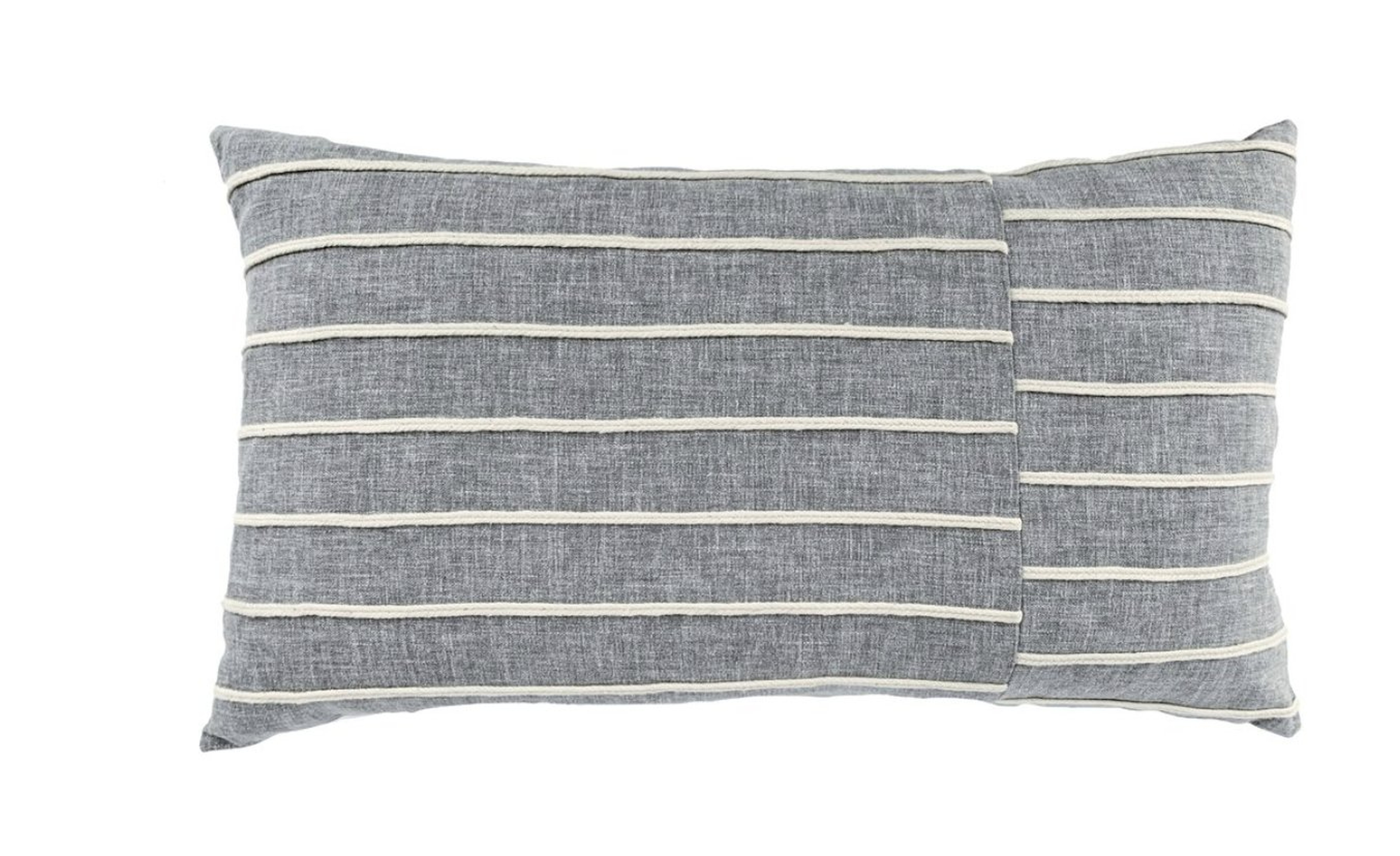 Braiden Pieced Pillow, 20" x 12", Gray & Ivory - PillowPia