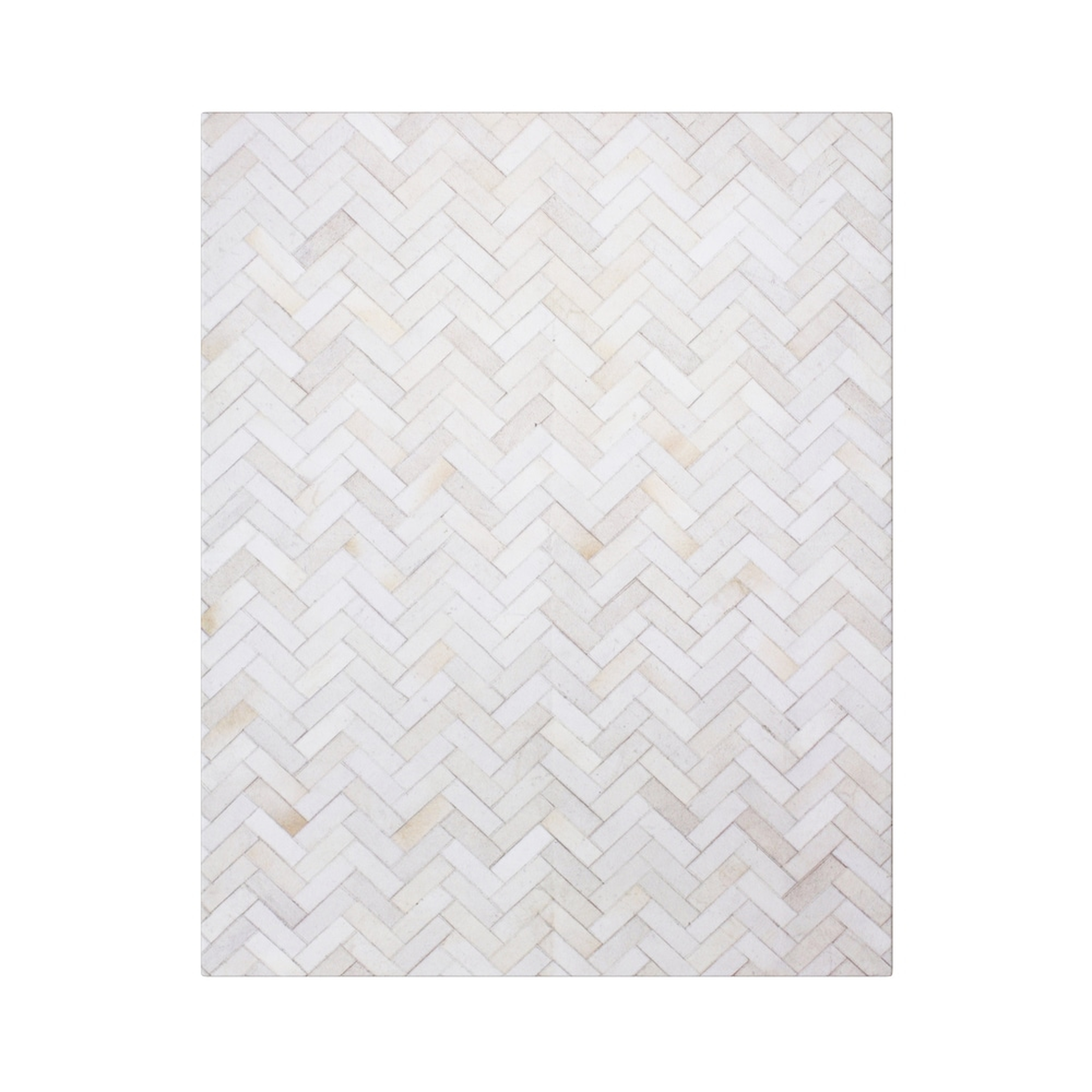 Strick & Bolton Manet Hand-stitched Chevron Cow Hide Leather White Rug - 9' x 12' - Overstock