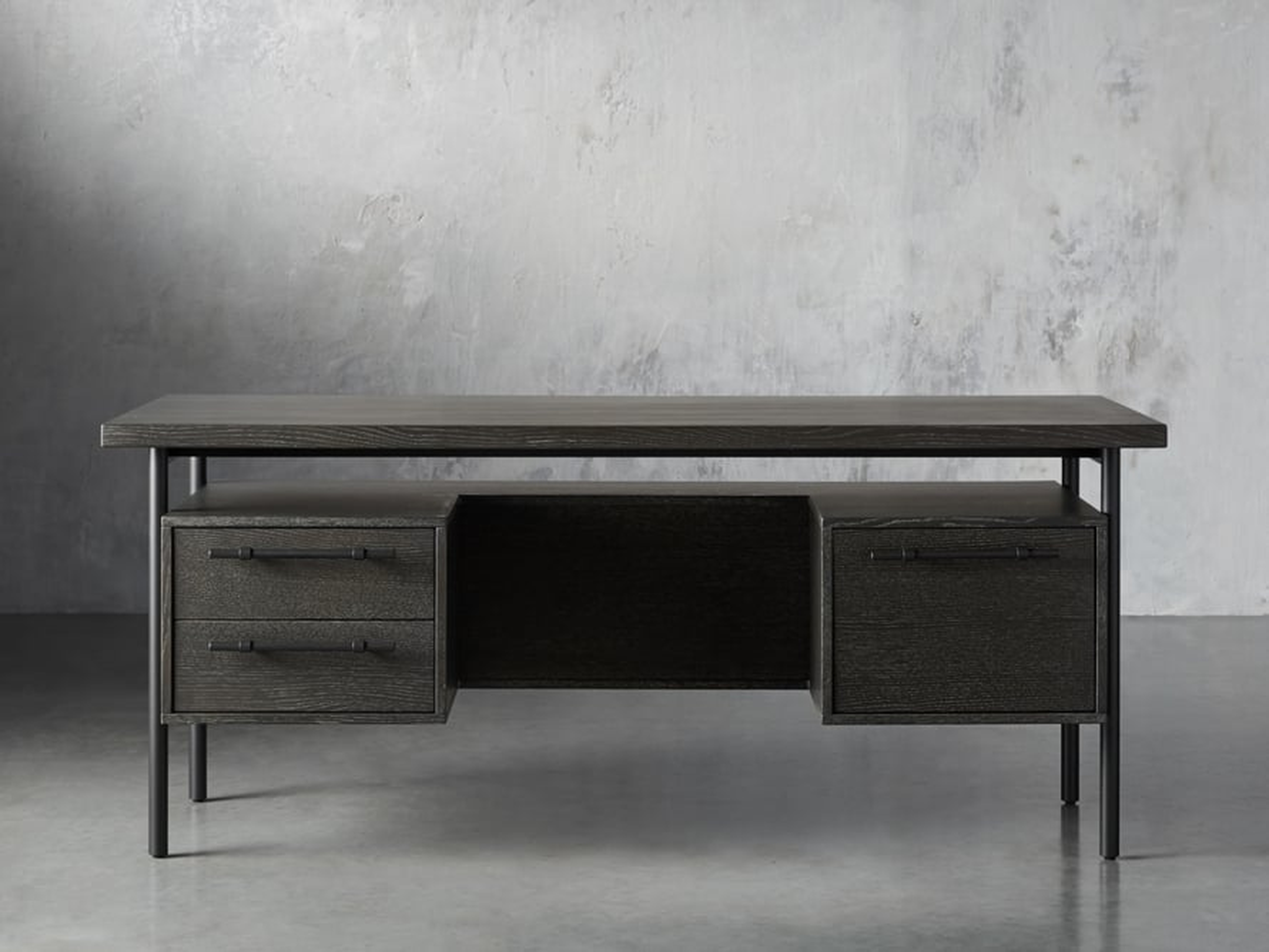 Sullivan Executive Desk in Wood Gray  Northman Cinder - Arhaus